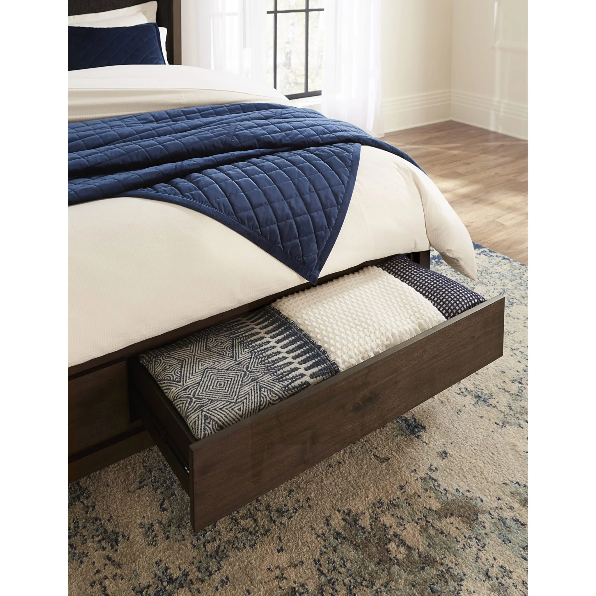 Boracay Upholstered Wingback Storage Bed in Wild Oats Brown - Image 3
