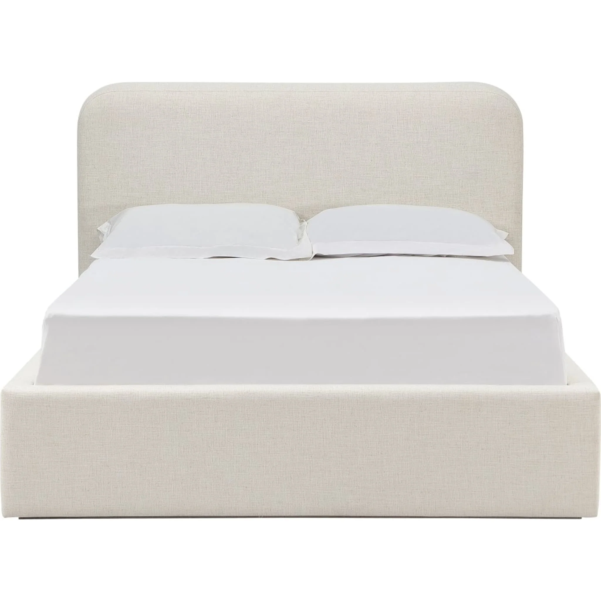 Off-White Upholstered Platform Bed in Whipped Honey Linen (2026)