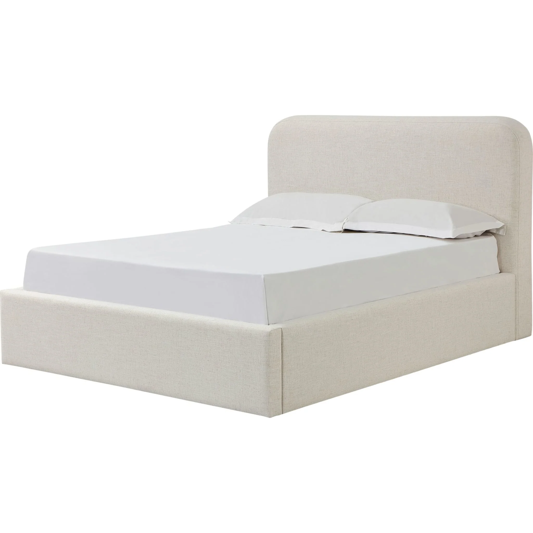Off-White Upholstered Platform Bed in Whipped Honey Linen (2026) - Image 2
