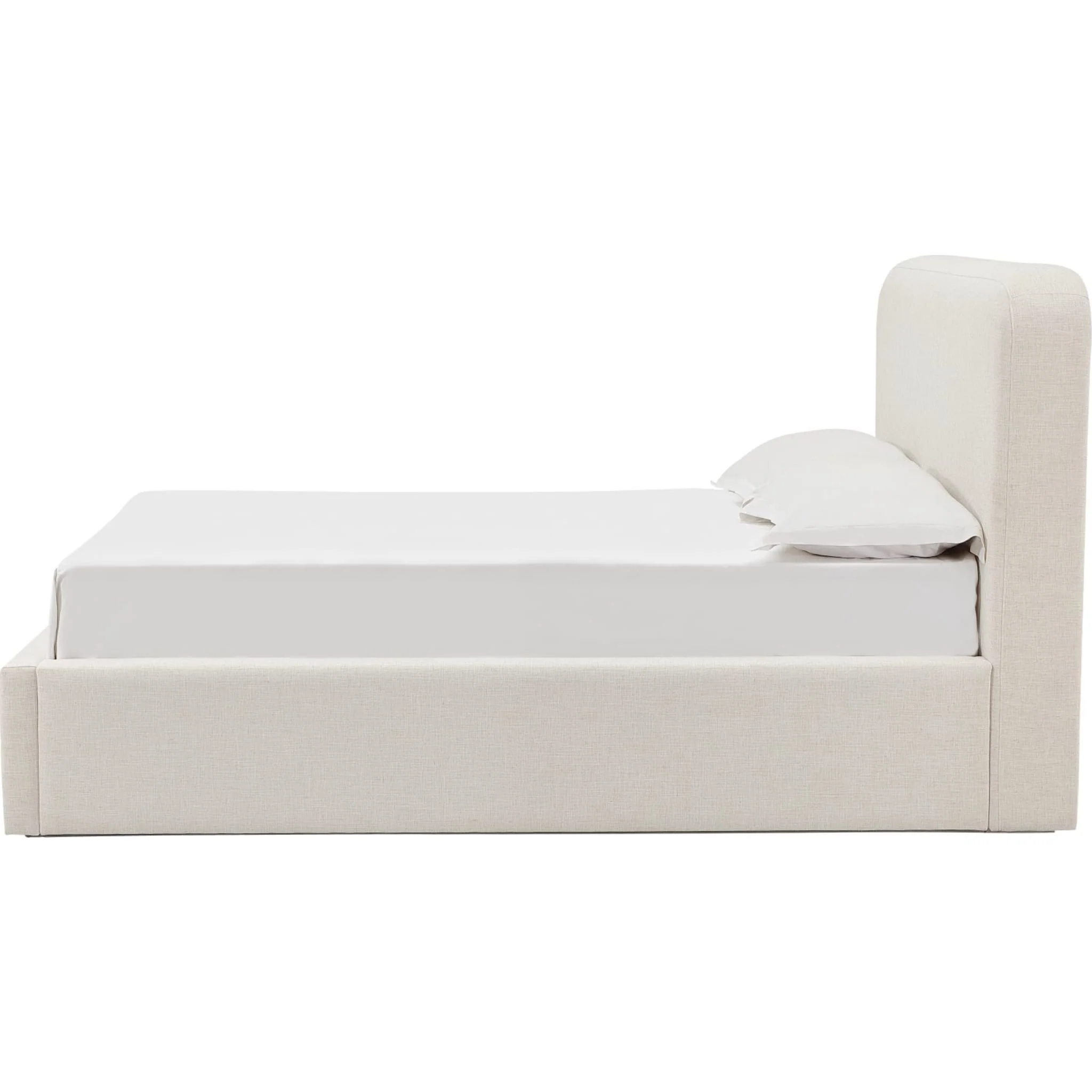 Off-White Upholstered Platform Bed in Whipped Honey Linen (2026) - Image 3