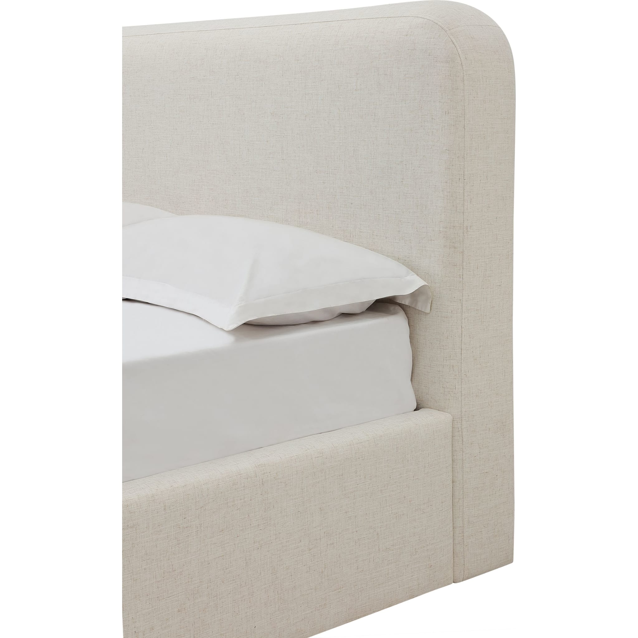 Off-White Upholstered Platform Bed in Whipped Honey Linen (2026) - Image 4