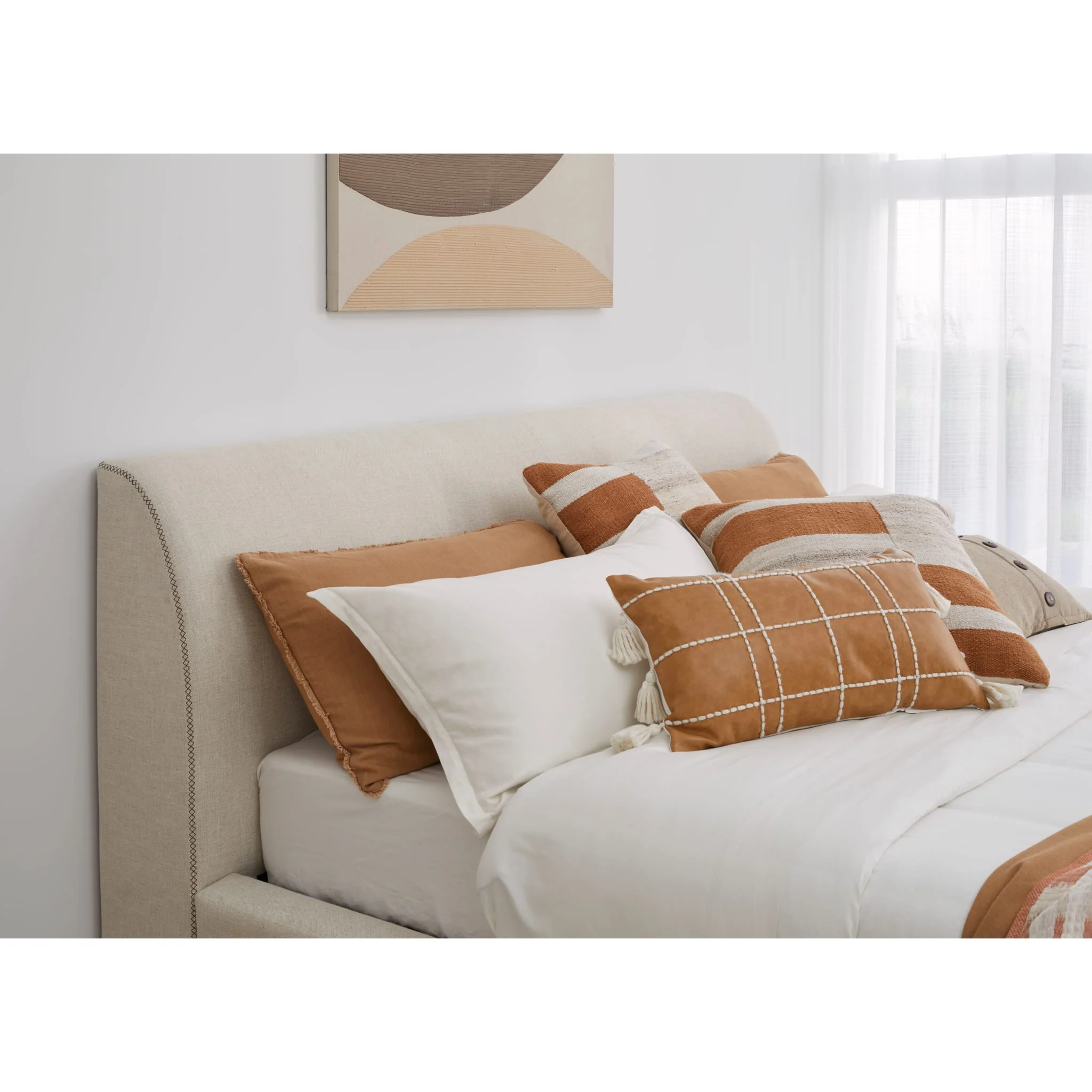 Louis Upholstered Platform Bed in Natural Linen - Image 5