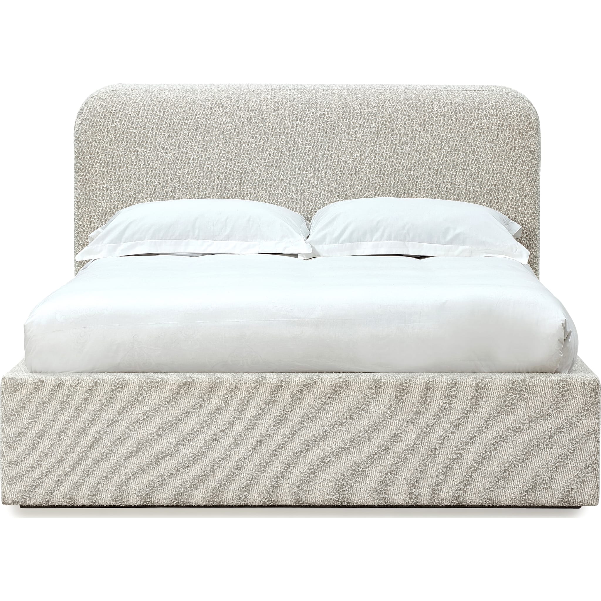 Off-White Upholstered Platform Bed in Ricotta Boucle - Image 6