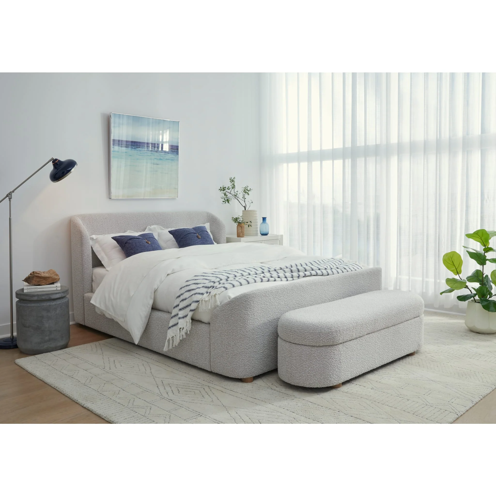Kiki Upholstered Hinged Storage Bench in Cotton Ball Boucle - Image 6
