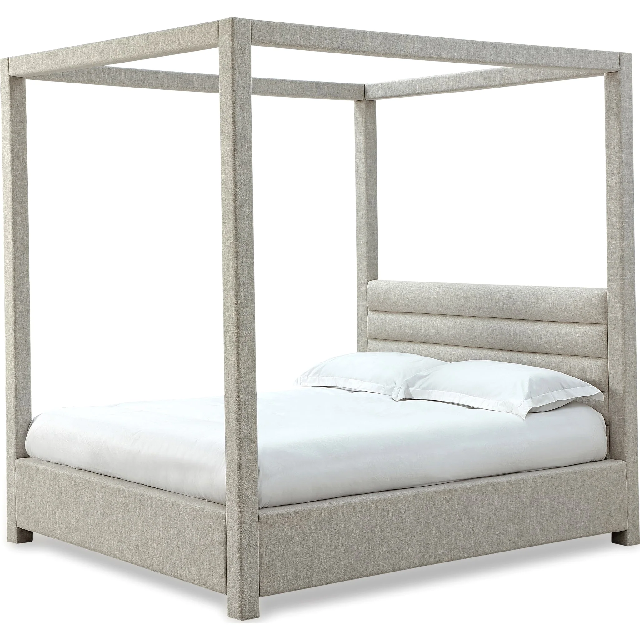 Rockford Upholstered Canopy Bed in Turtle Dove Linen - Image 5