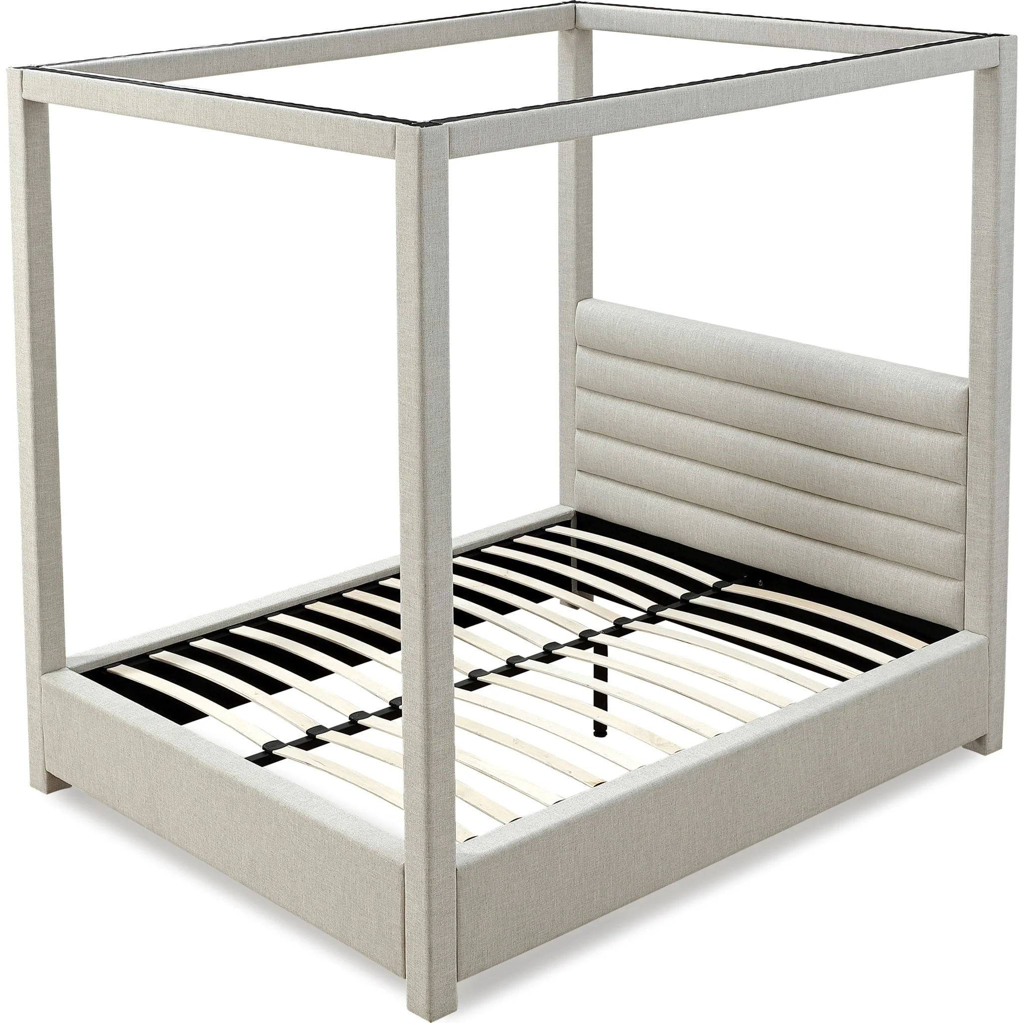 Rockford Upholstered Canopy Bed in Turtle Dove Linen - Image 8