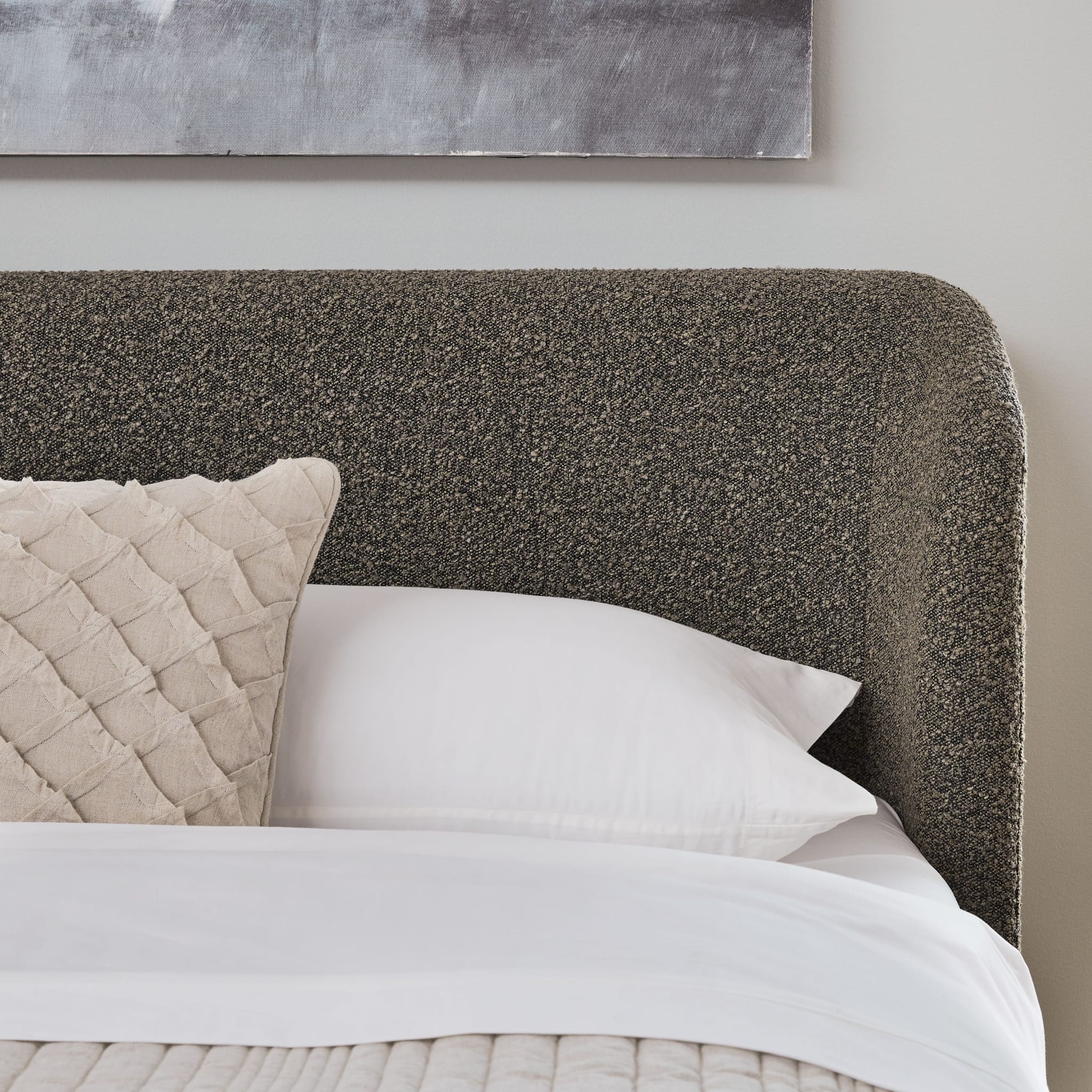 Kiki Upholstered Platform Bed in Pumpernickel Boucle - Image 4