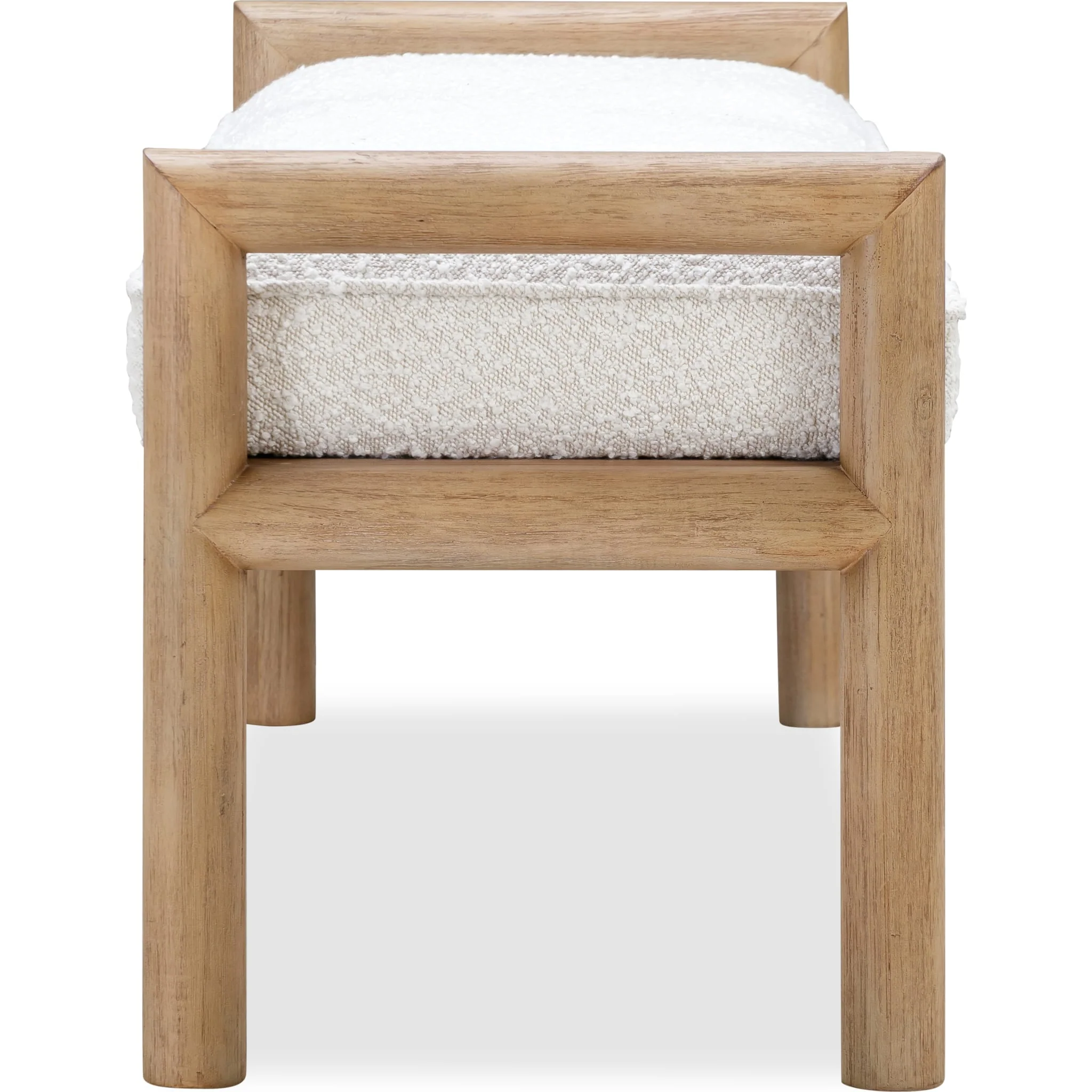 Dorsey Boucle Upholstered Wooden Bench in Granola and Ricotta - Image 4
