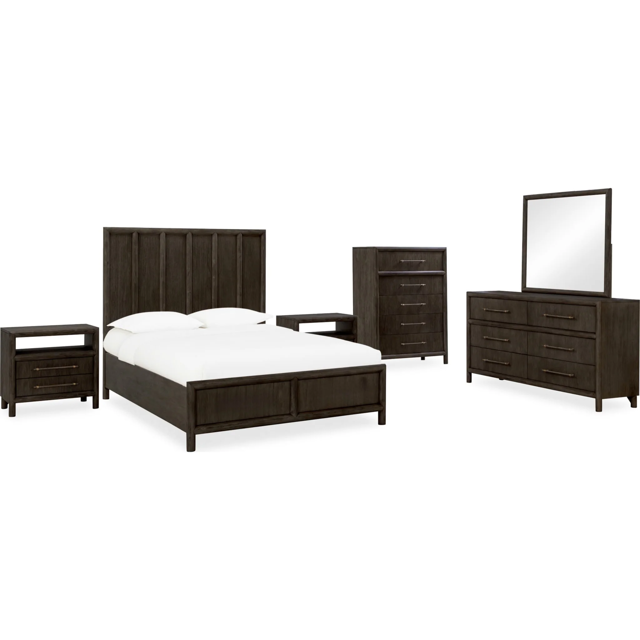 Dorsey Wooden Panel Bed in Basalt Grey - Image 8