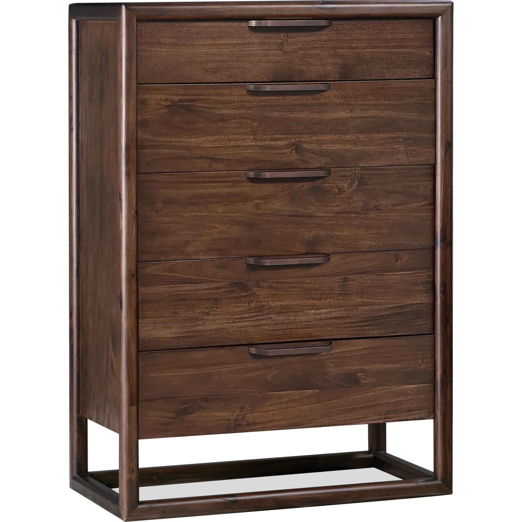 Sol Five Drawer Acacia Wood Chest in Brown Spice - Image 3