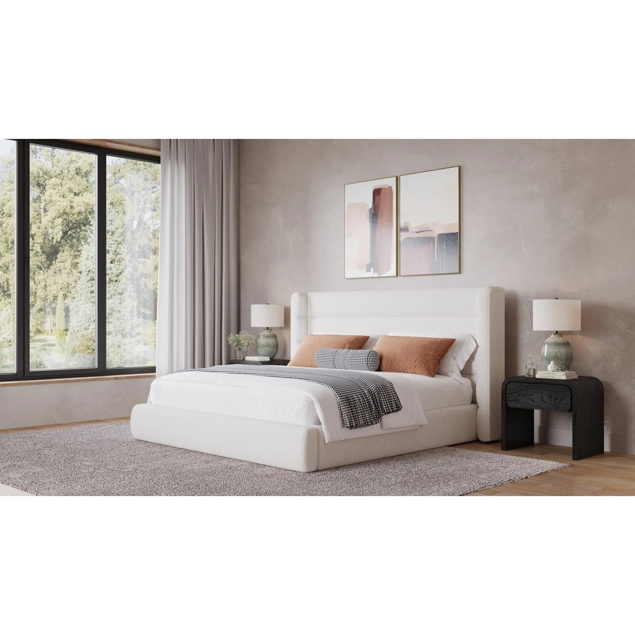 Frank Upholstered Wingback Platform Bed in Cottage Cheese Boucle (2026)