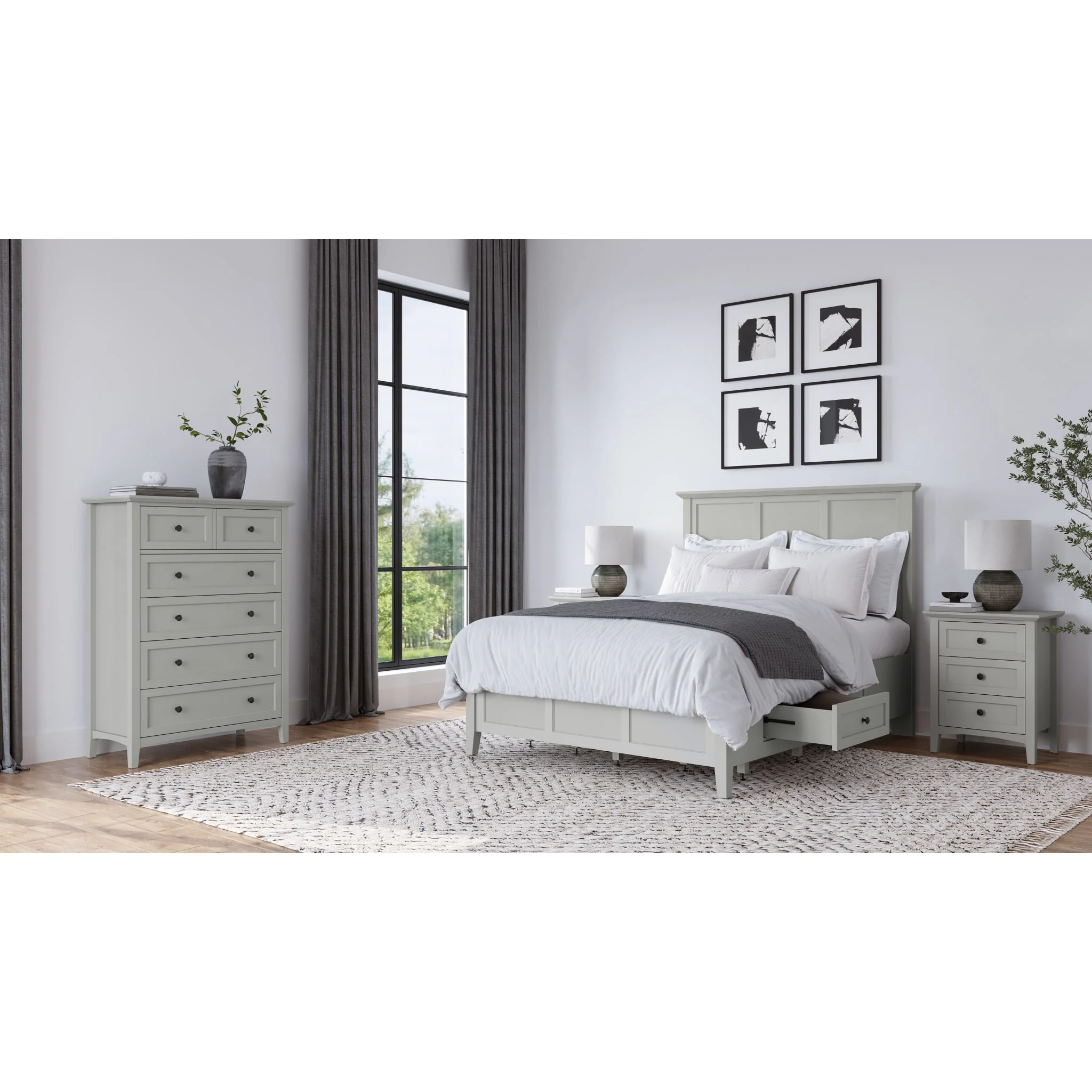 Grace Three Drawer Nightstand in Elephant Grey - Image 9