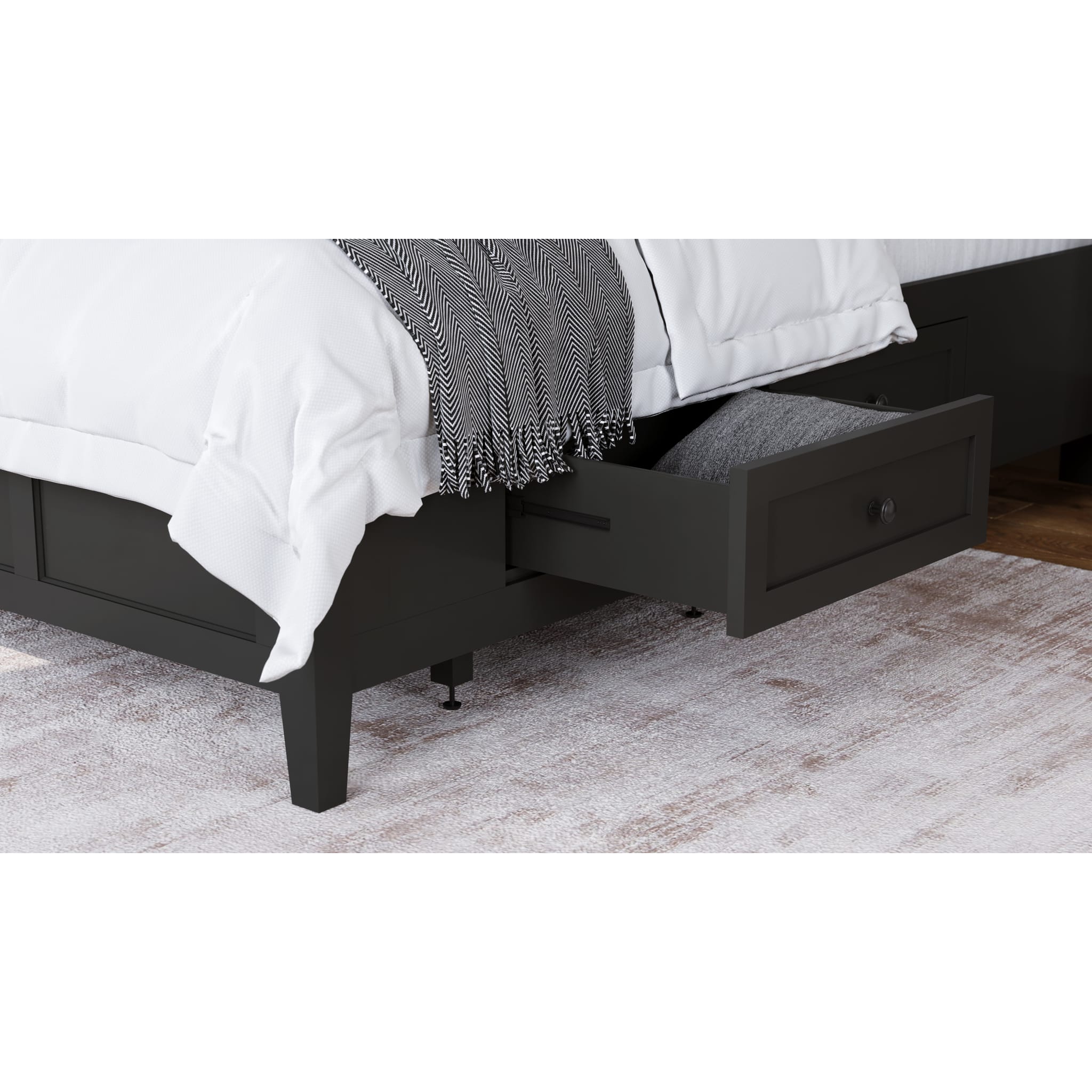 Grace Four Drawer Platform Storage Bed in Raven Black - Image 2
