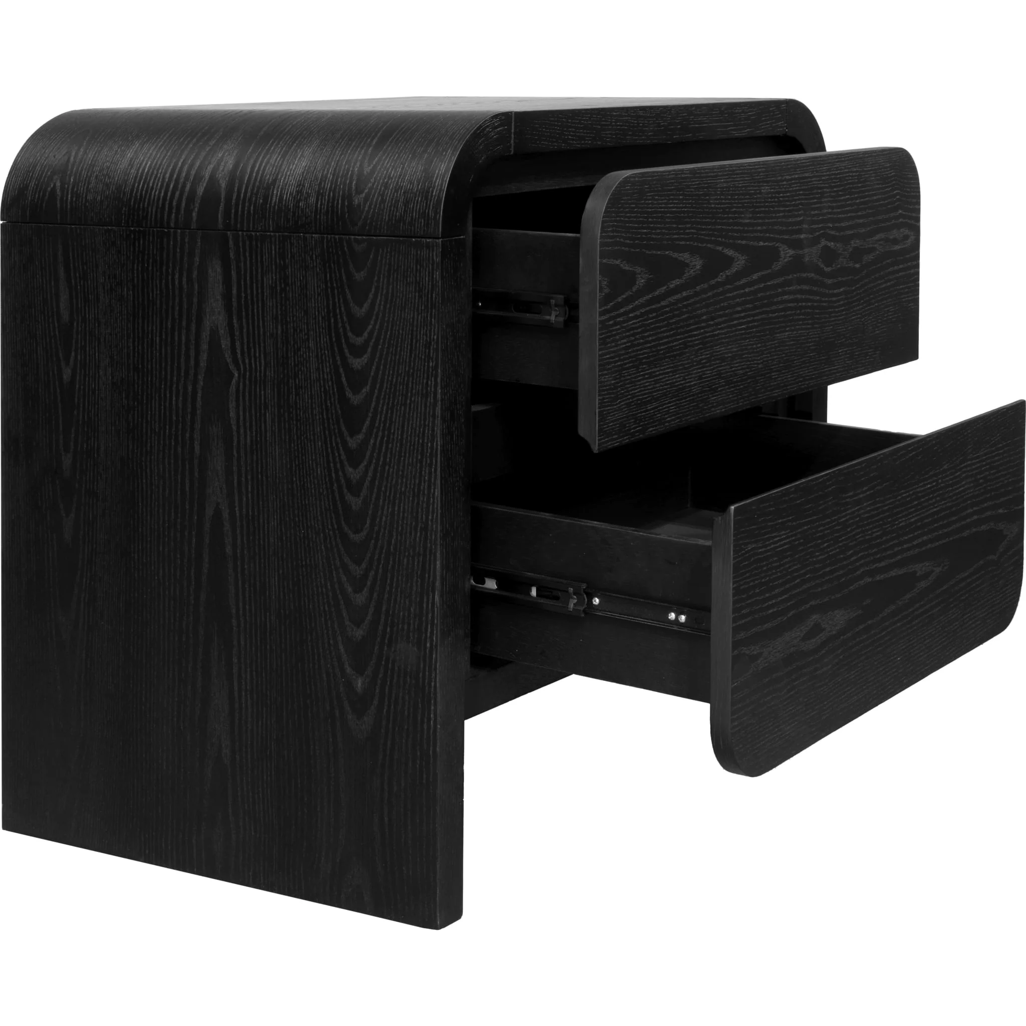 Elora Two Drawer Nightstand in Jet Black Ash - Image 3