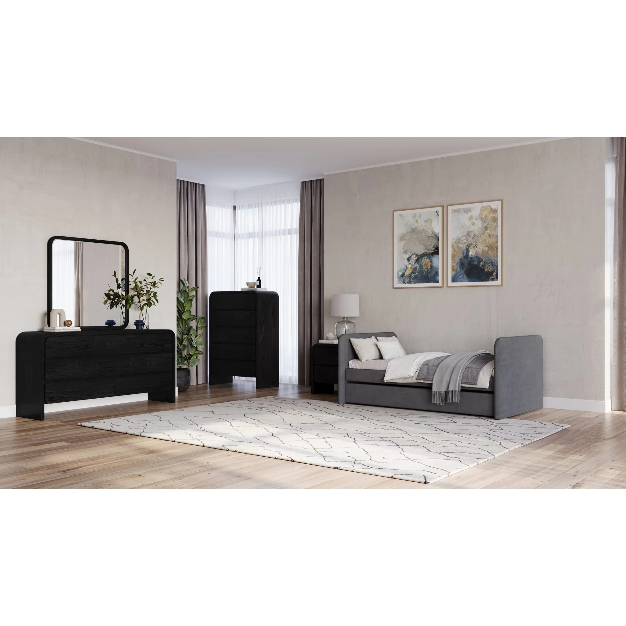 Elora Five Drawer Chest in Jet Black Ash - Image 5