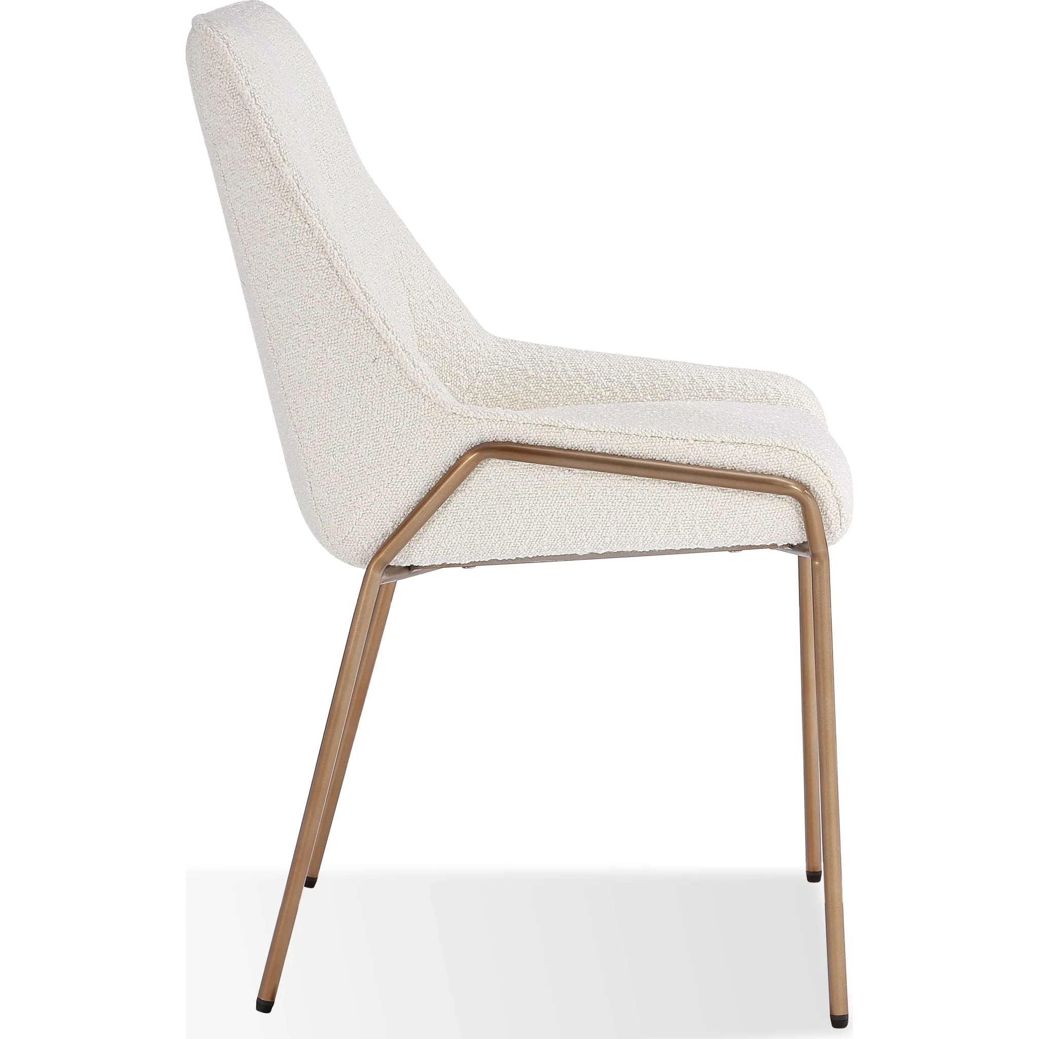 Cyrus Upholstered Dining Chair in Cottage Cheese Boucle and Brushed Bronze Metal - Image 4