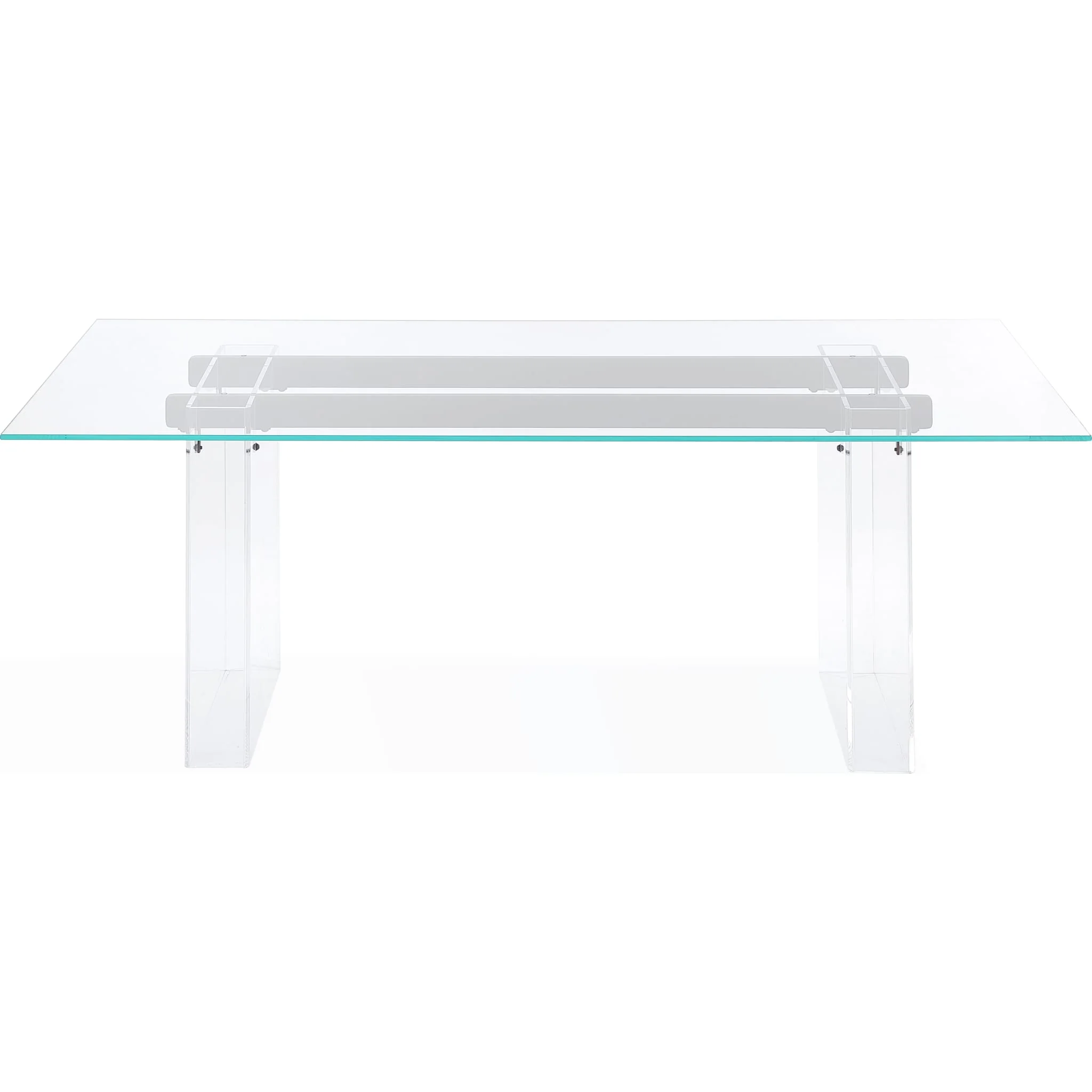 Moorea Double Pedestal Rectangular Dining Table in Clear Acrylic, Glass and Bronze Metal - Image 3