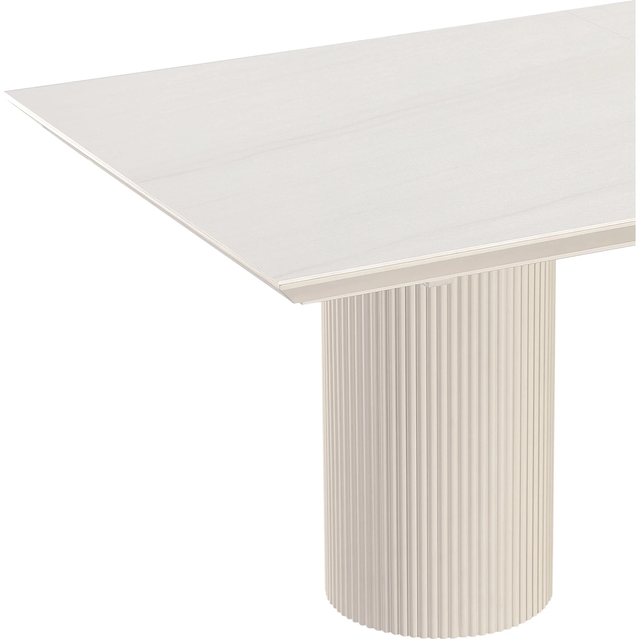 Cannon Stone Top Double Pedestal Extension Dining Table with Ivory Wood Base - Image 7