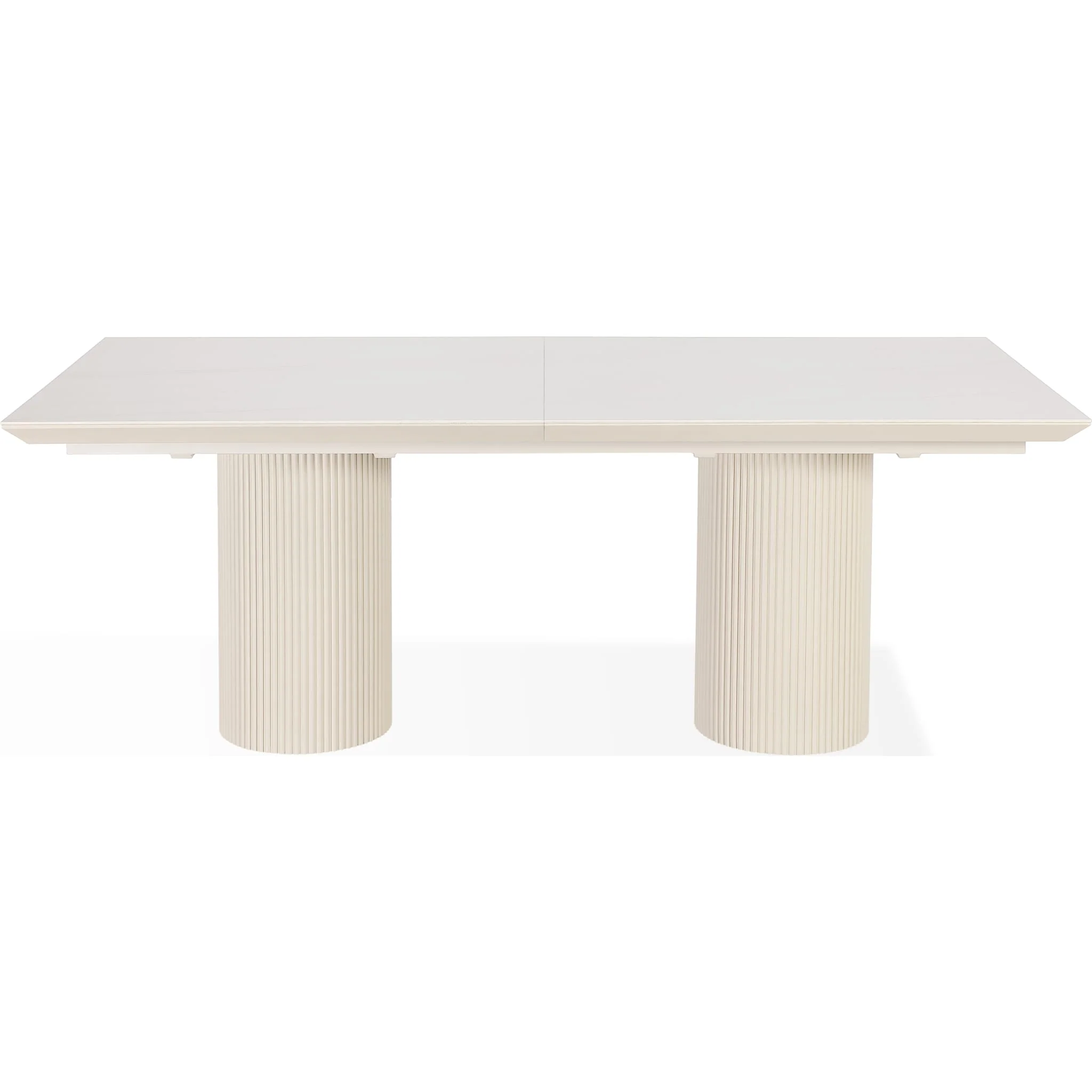 Cannon Stone Top Double Pedestal Extension Dining Table with Ivory Wood Base - Image 8