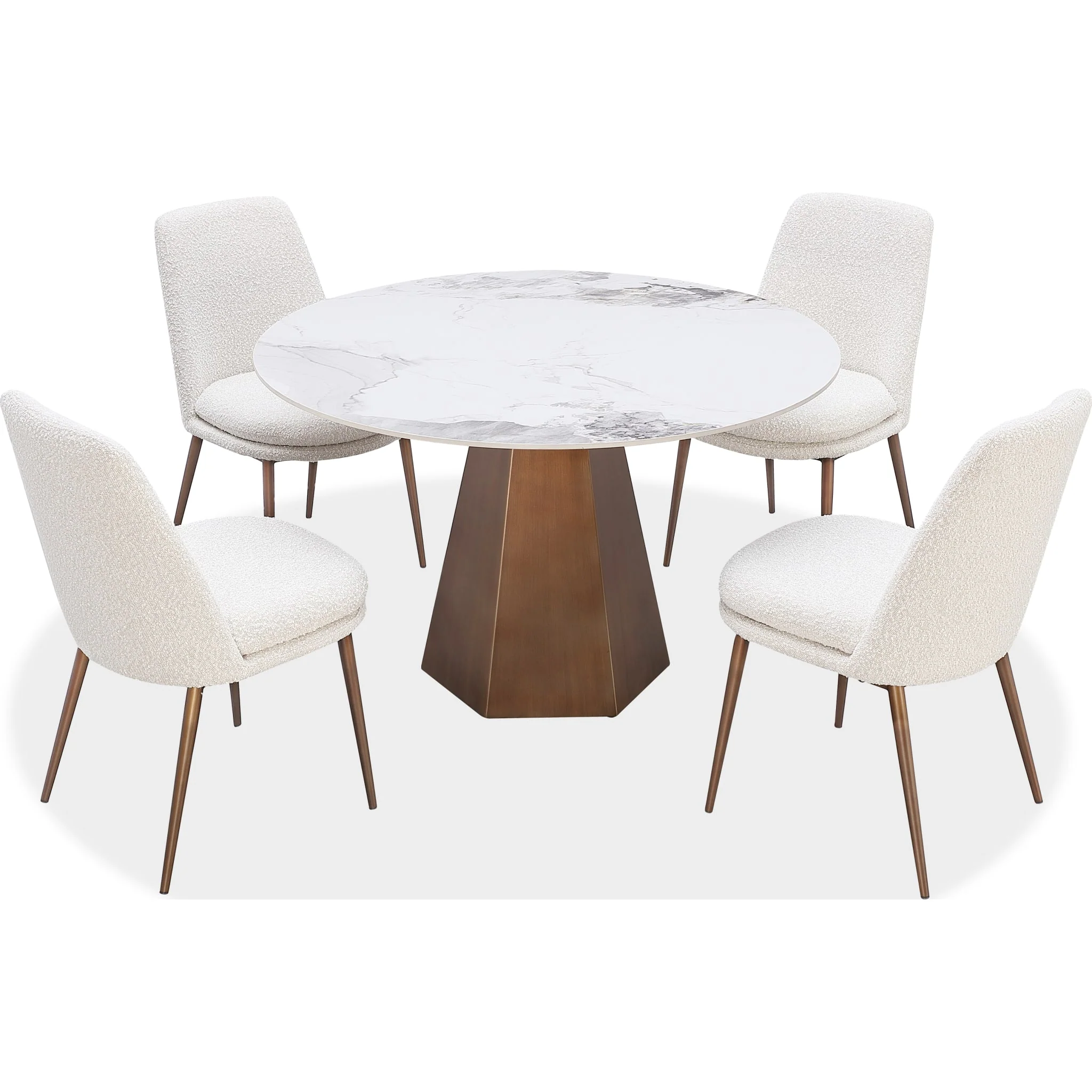 Carmel Stone Top Round Dining Table in Chanelle and Bronze - Image 3