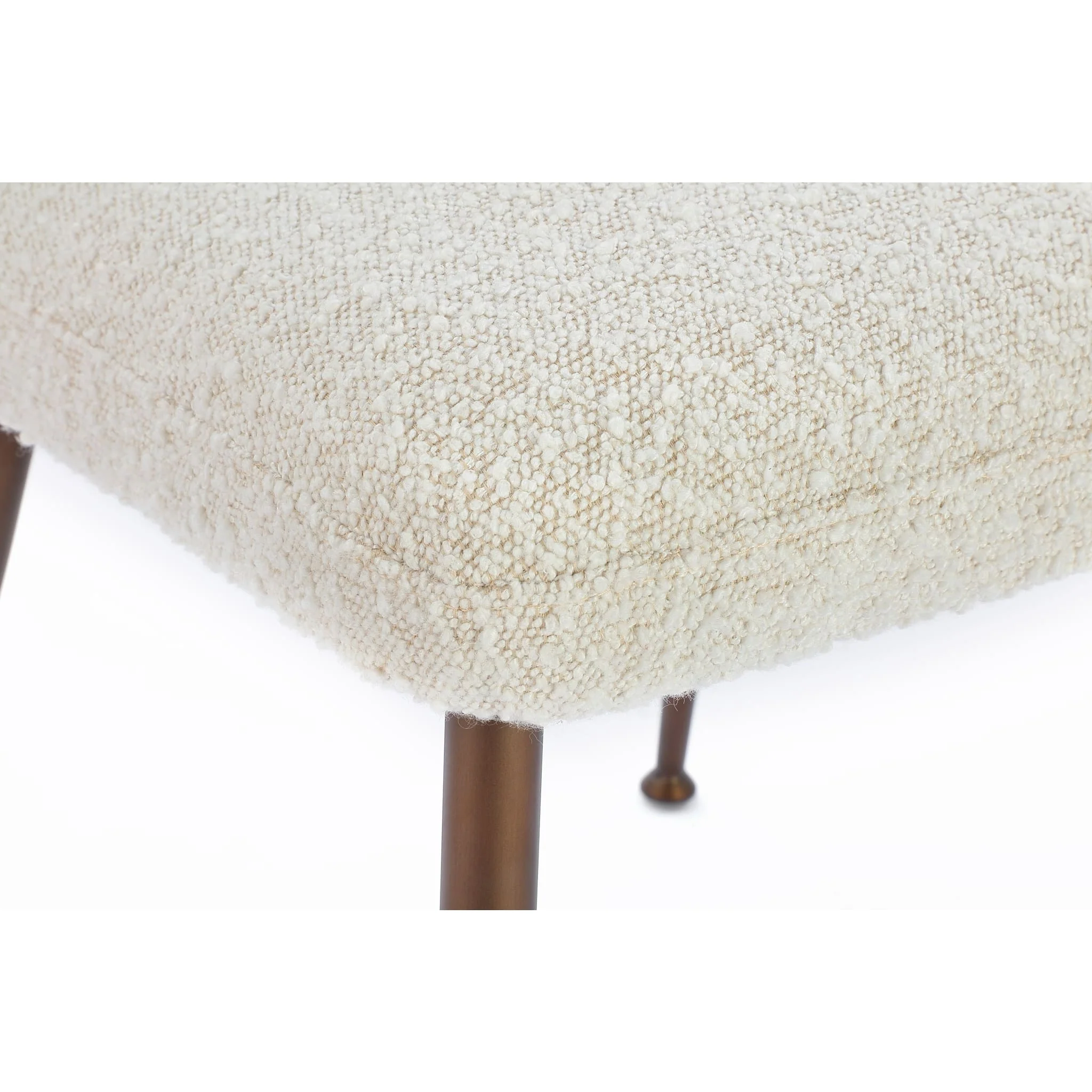 Avery Upholstered Dining Chair in Ricotta Boucle and Bronze Metal - Image 3
