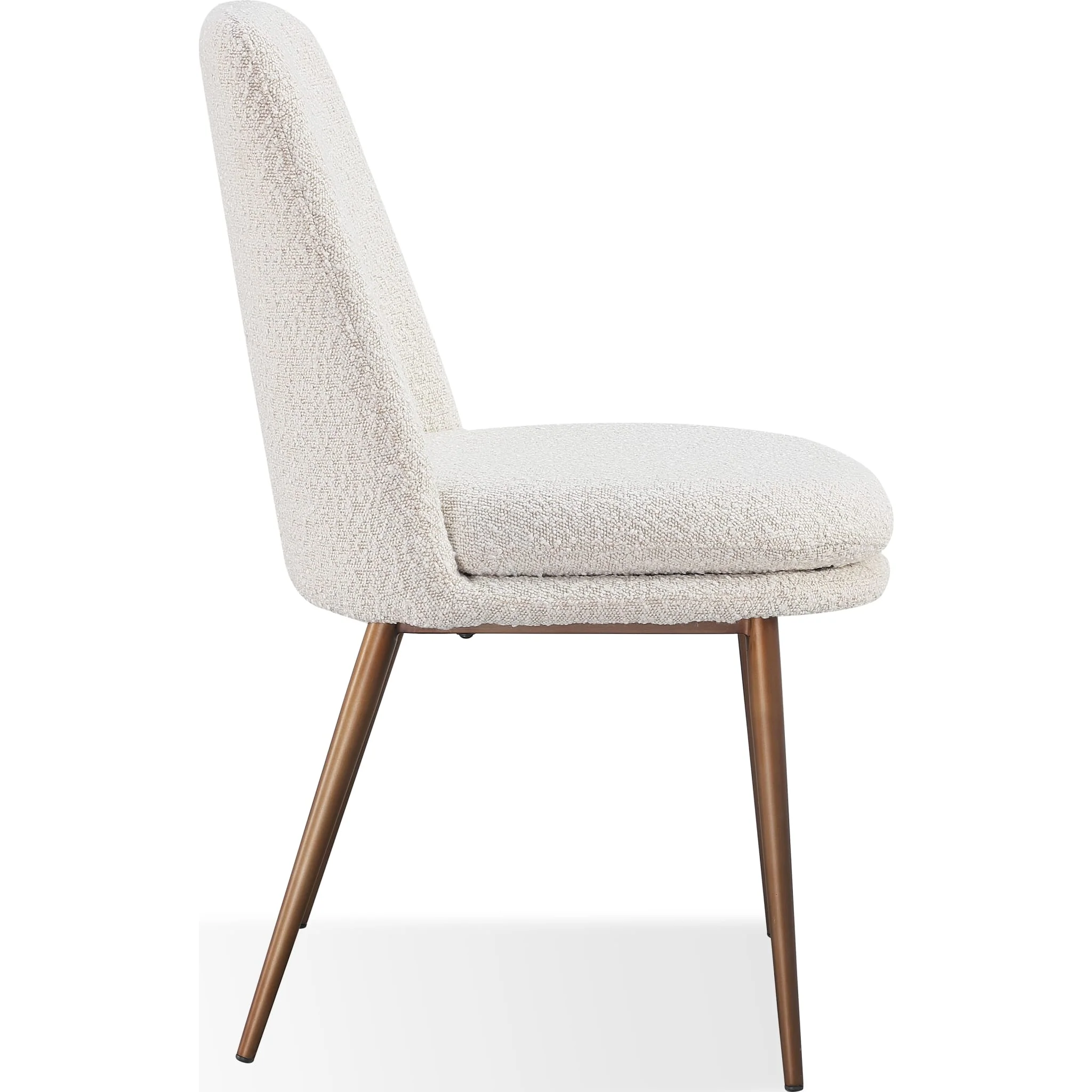 Wyatt Upholstered Dining Chair in Ricotta Boucle and Bronze Metal - Image 3