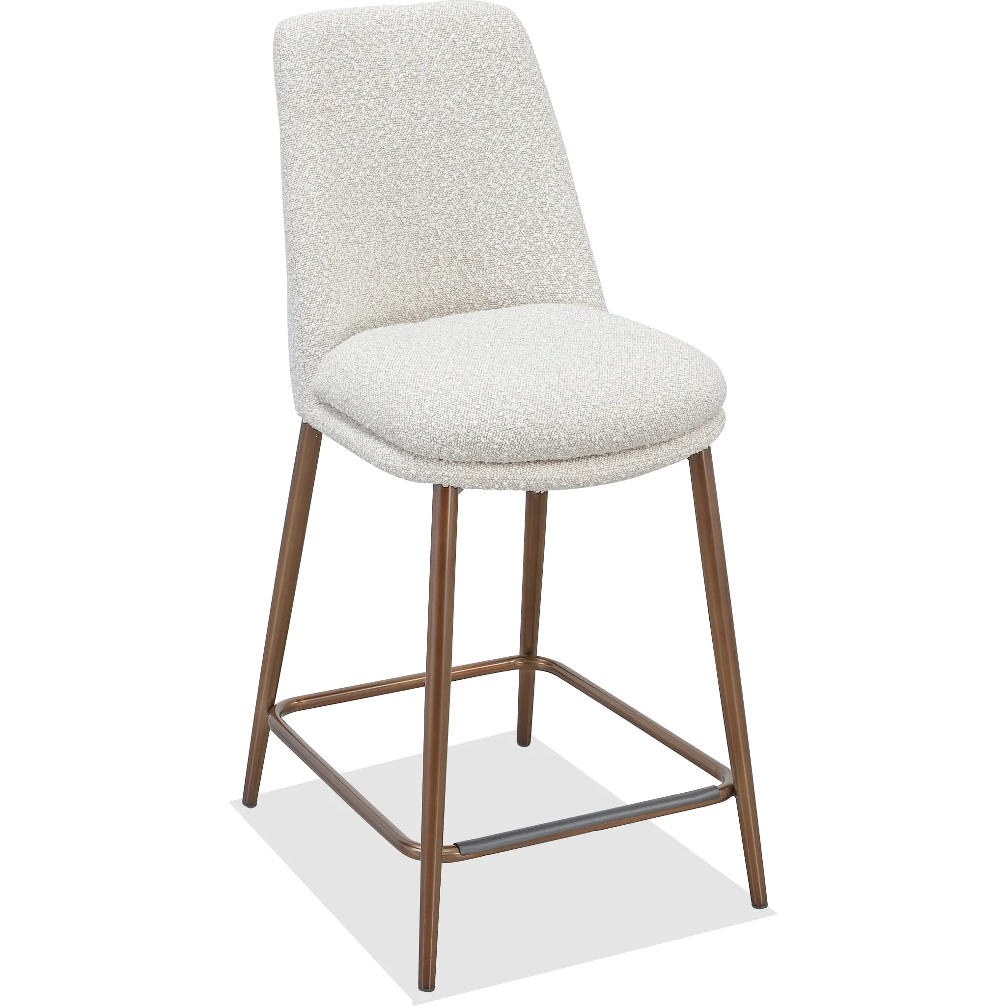 Wyatt Upholstered Counter Stool in Ricotta Boucle and Bronze Metal - Image 2