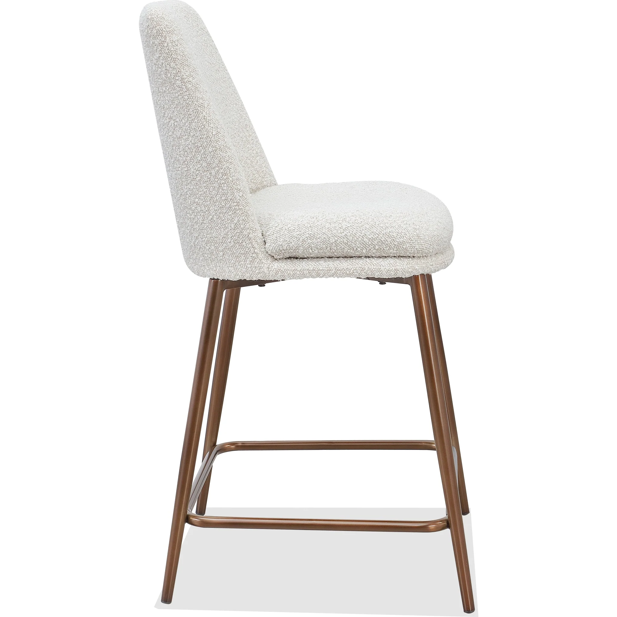 Wyatt Upholstered Counter Stool in Ricotta Boucle and Bronze Metal - Image 3