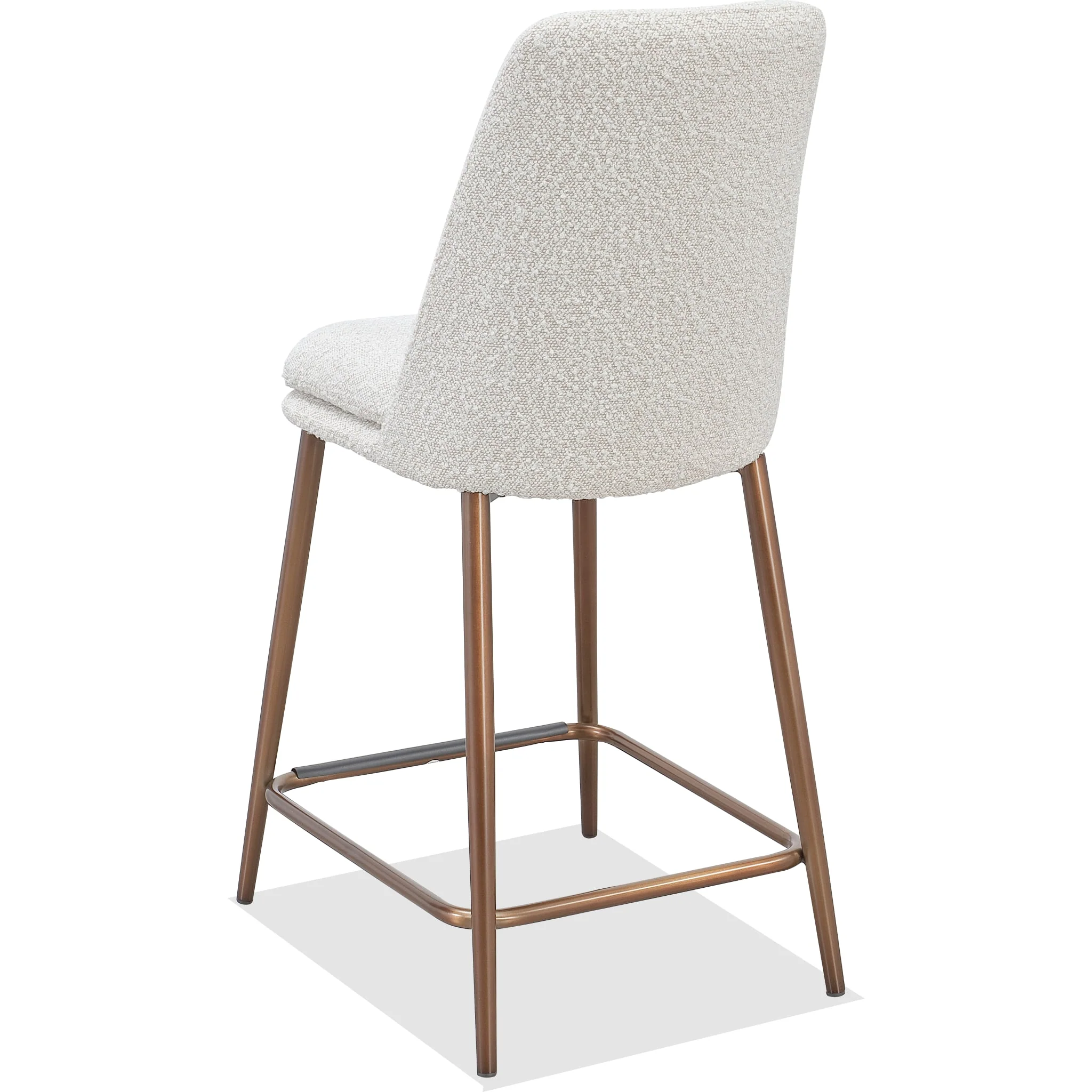 Wyatt Upholstered Counter Stool in Ricotta Boucle and Bronze Metal - Image 4