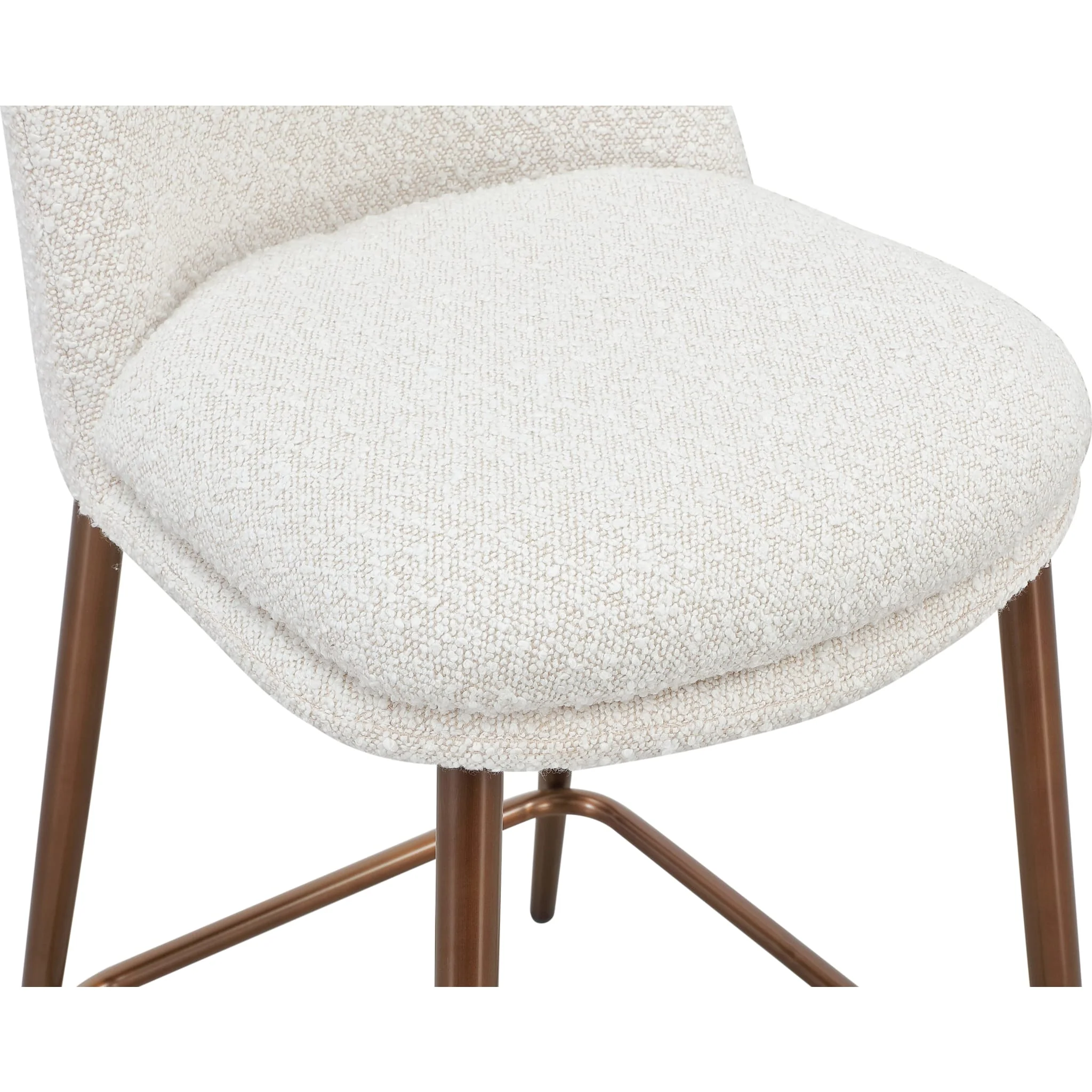 Wyatt Upholstered Counter Stool in Ricotta Boucle and Bronze Metal - Image 5