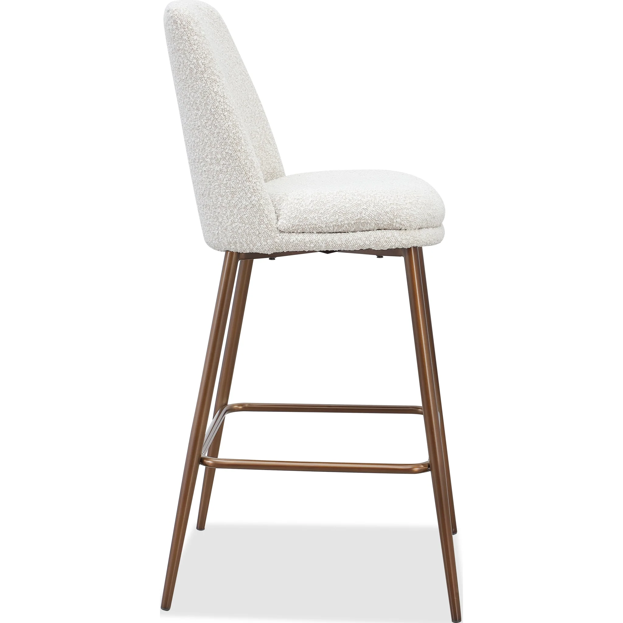 Wyatt Upholstered Bar Stool in Ricotta Boucle and Bronze Metal - Image 3