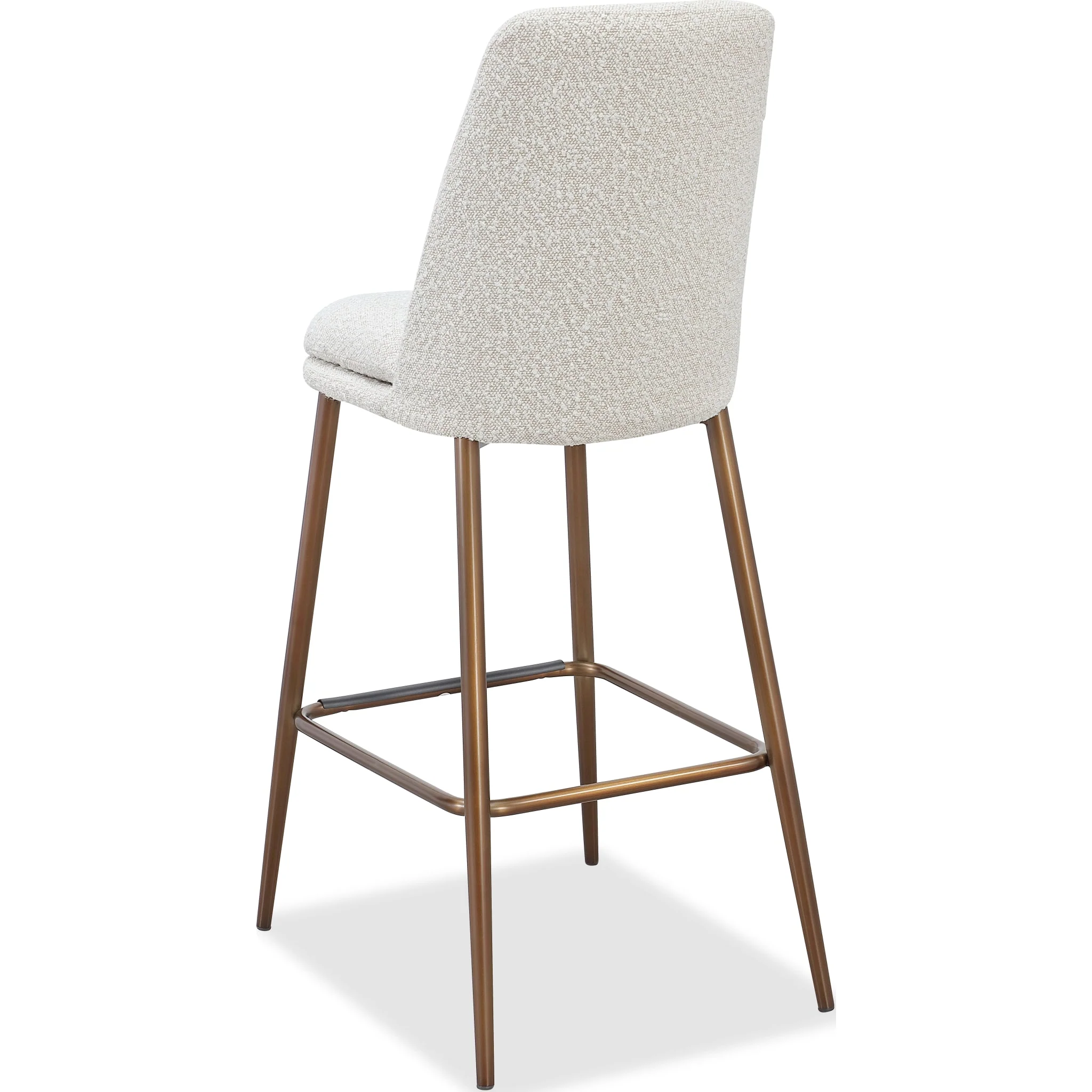 Wyatt Upholstered Bar Stool in Ricotta Boucle and Bronze Metal - Image 4