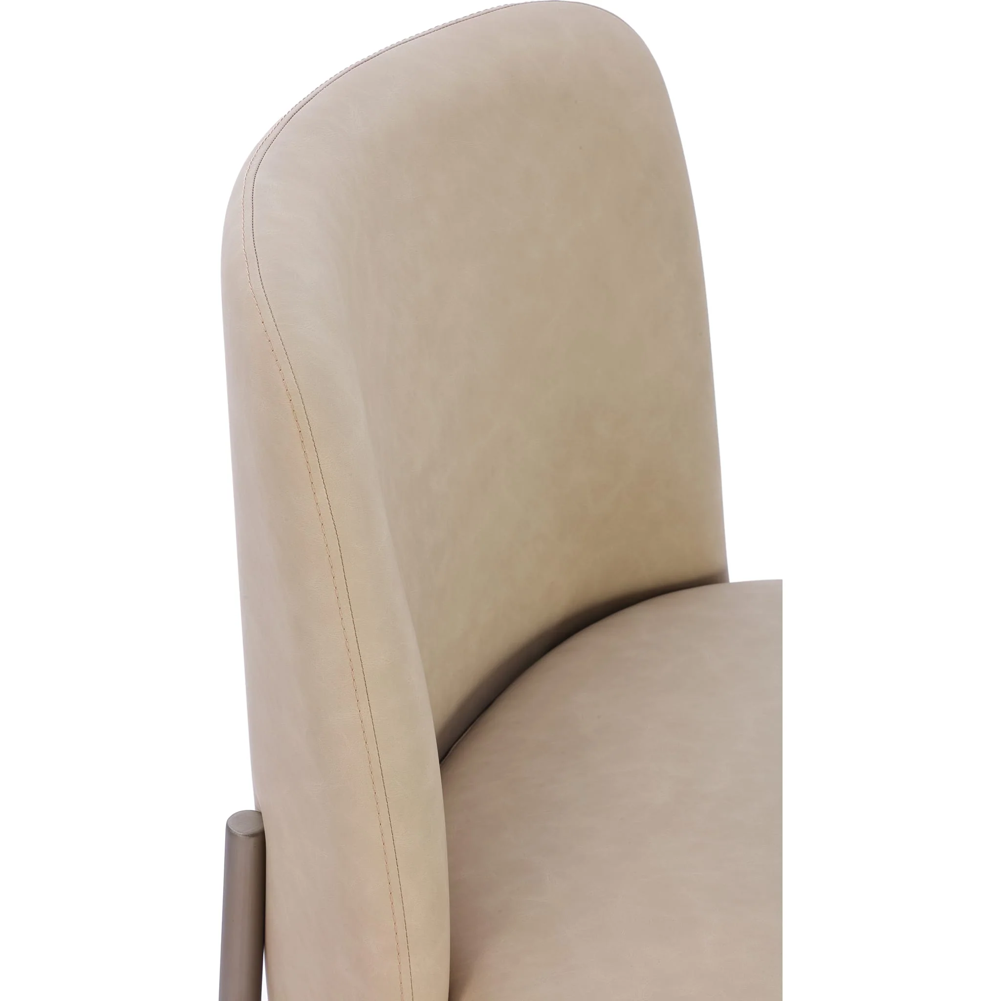 Dion Upholstered Dining Chair in Camel Synthetic Leather and Brushed Nickel Metal - Image 3