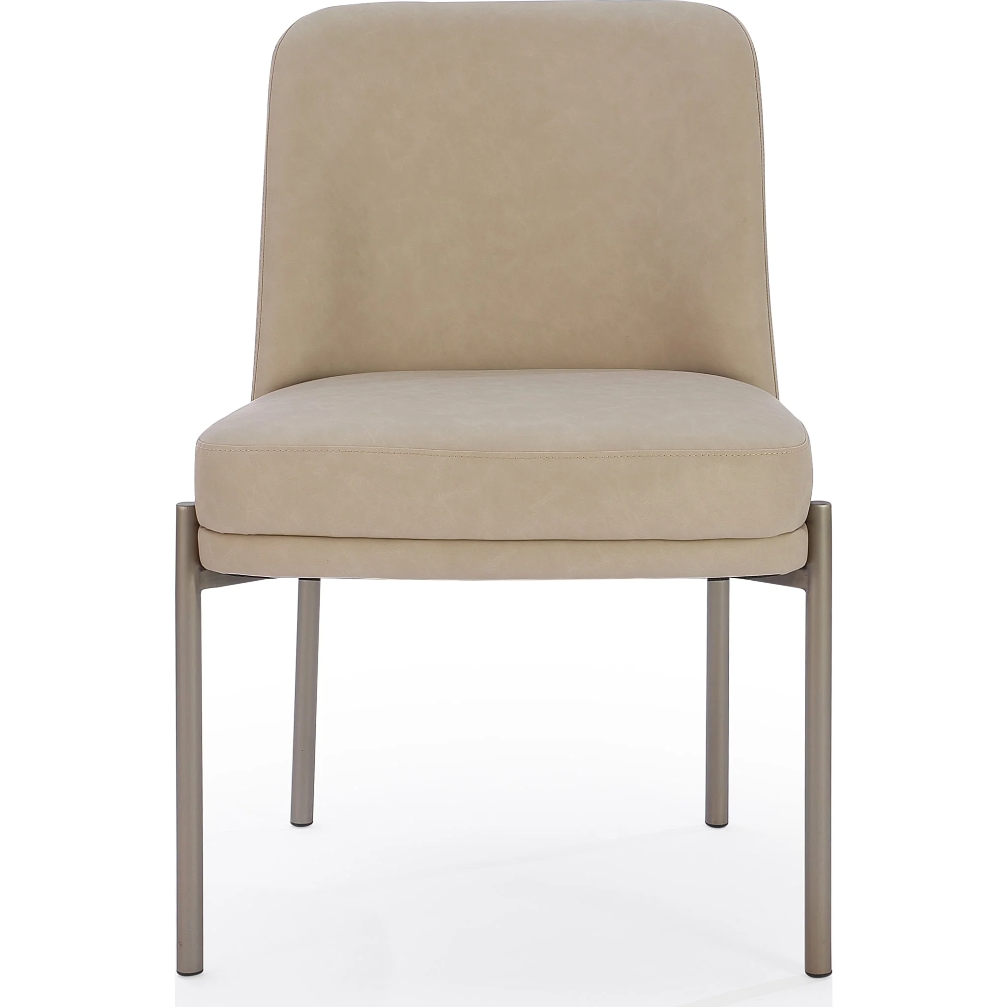 Dion Upholstered Dining Chair in Camel Synthetic Leather and Brushed Nickel Metal - Image 4