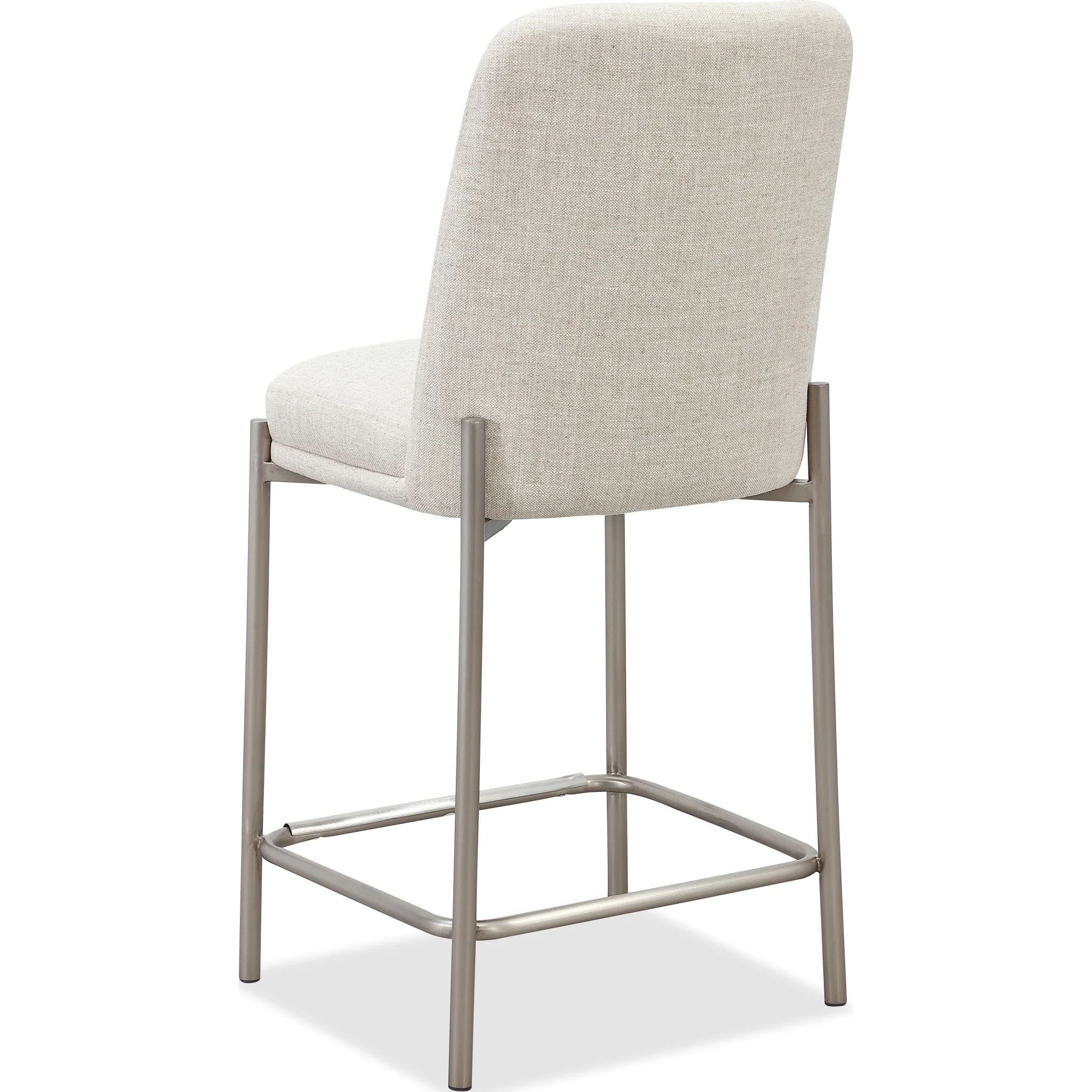 Dion Upholstered Counter Stool in Natural Light Linen and Brushed Nickel Metal - Image 4