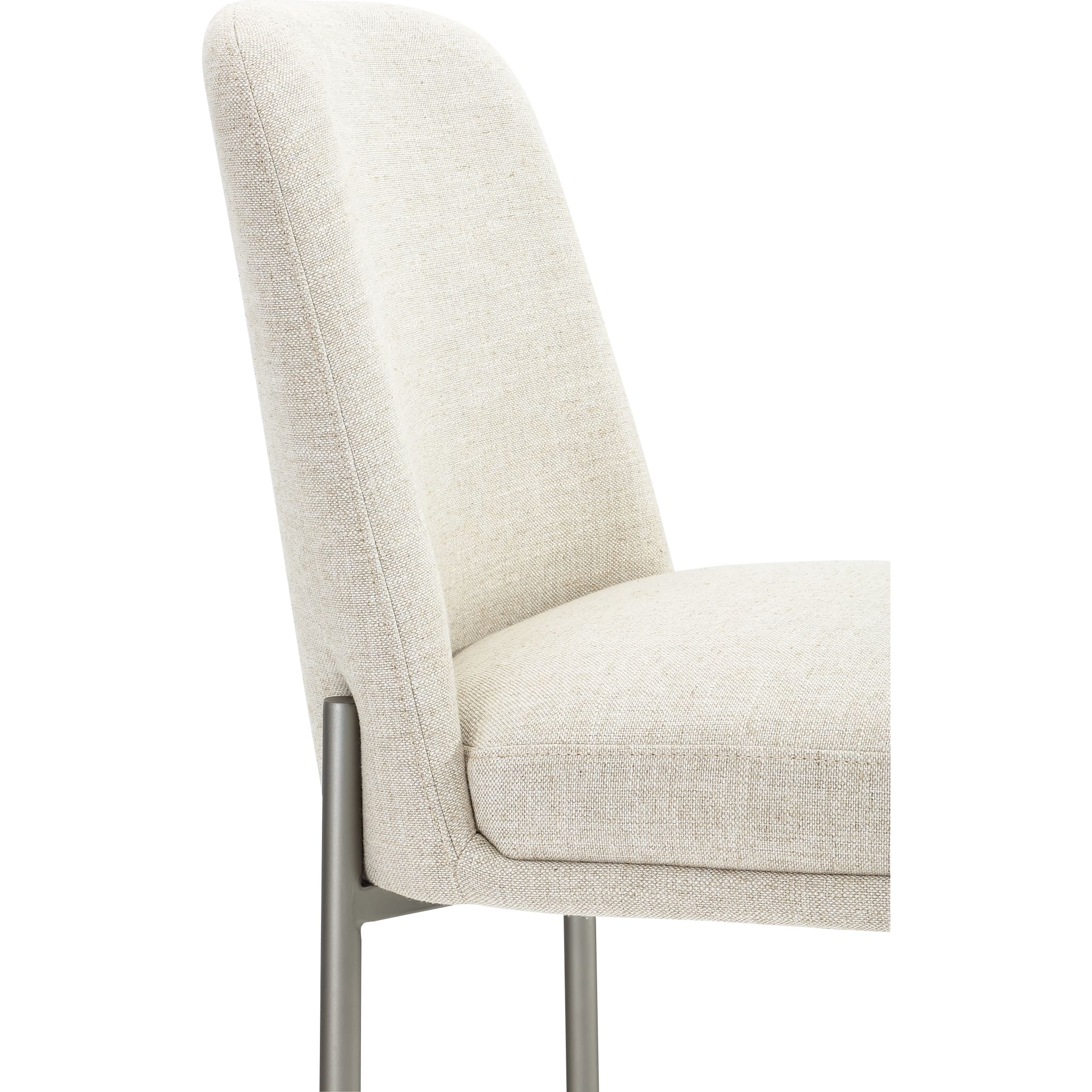 Dion Upholstered Counter Stool in Natural Light Linen and Brushed Nickel Metal - Image 5