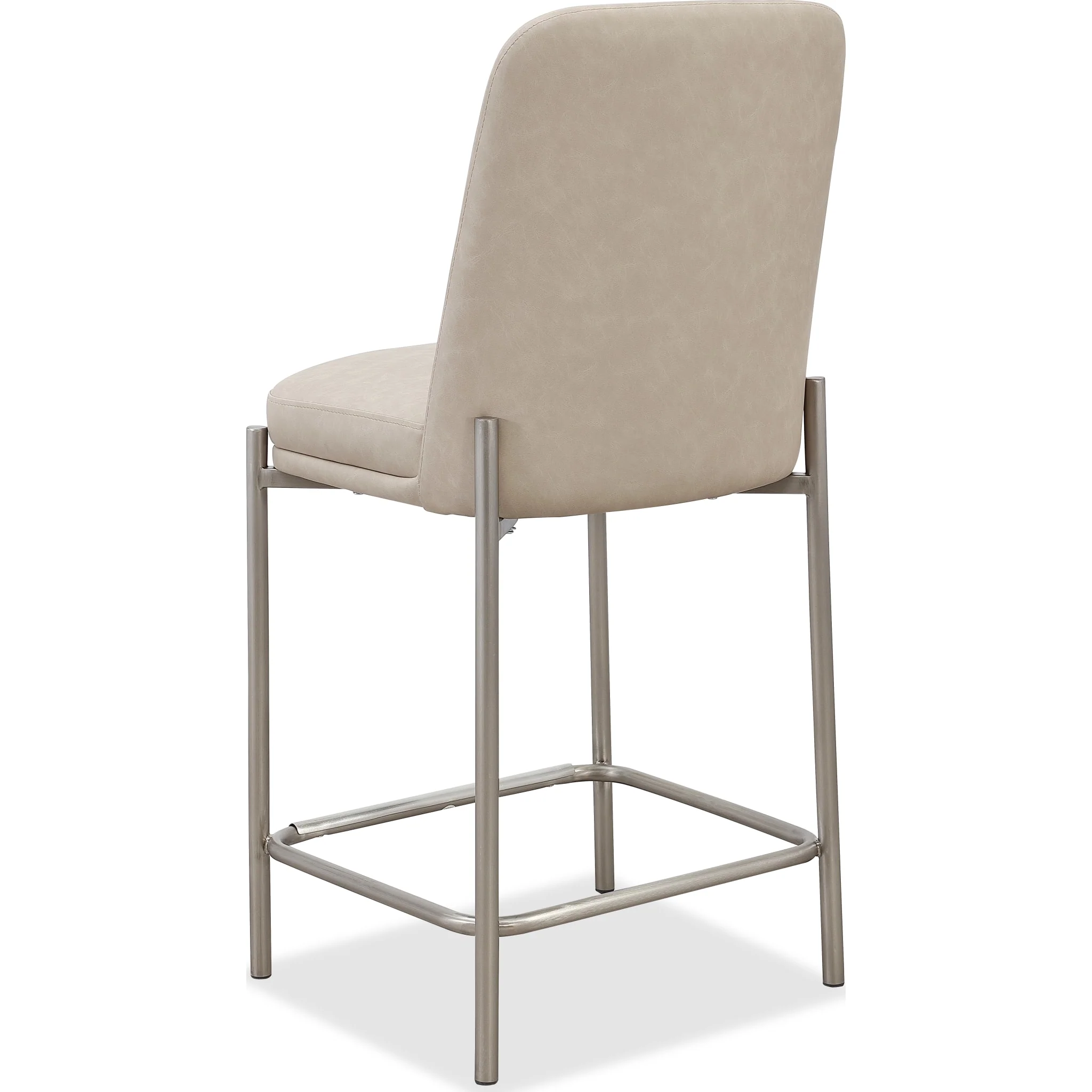Dion Upholstered Counter Stool in Camel Synthetic Leather and Brushed Nickel Metal - Image 4