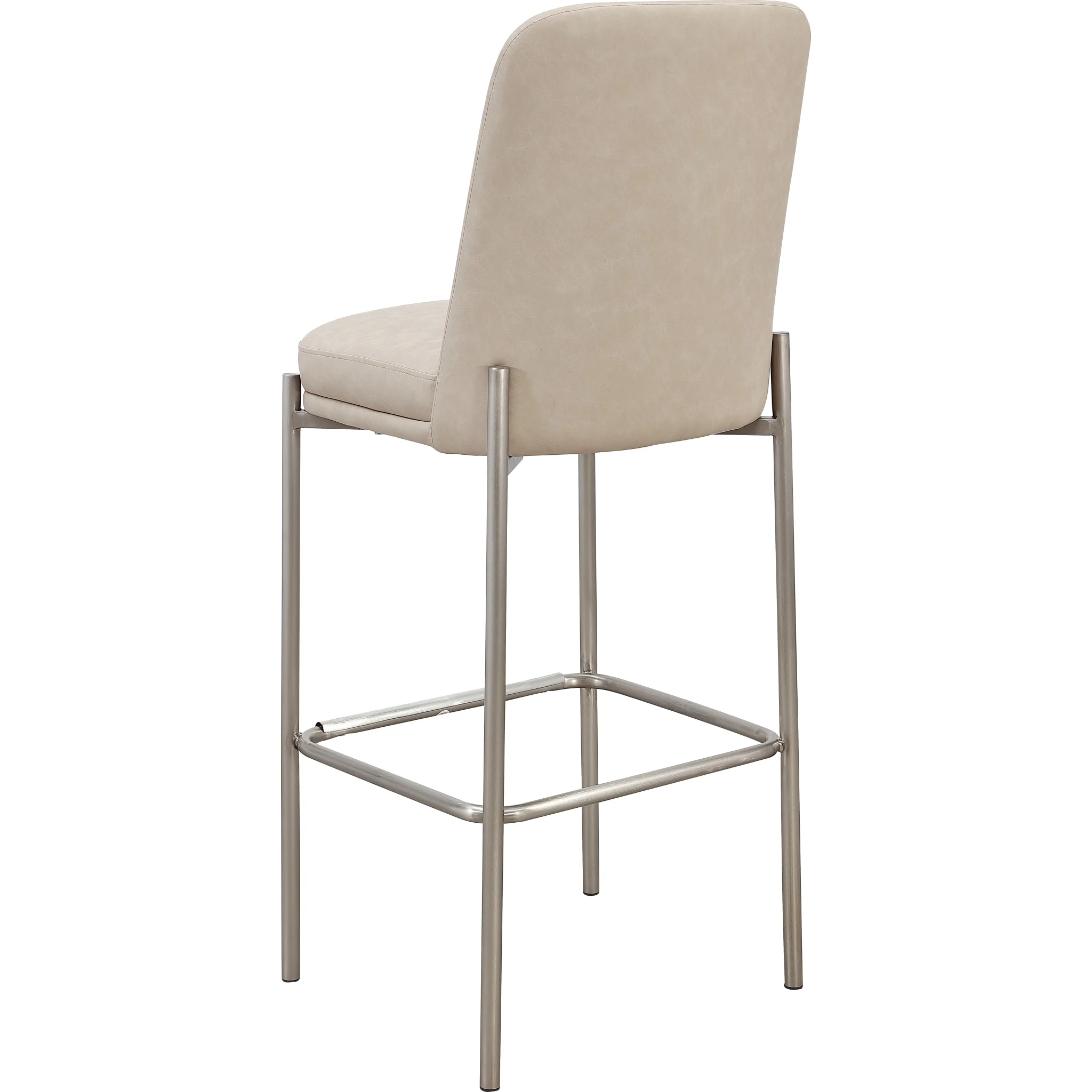 Dion Upholstered Bar Stool in Camel Synthetic Leather and Brushed Nickel Metal - Image 4