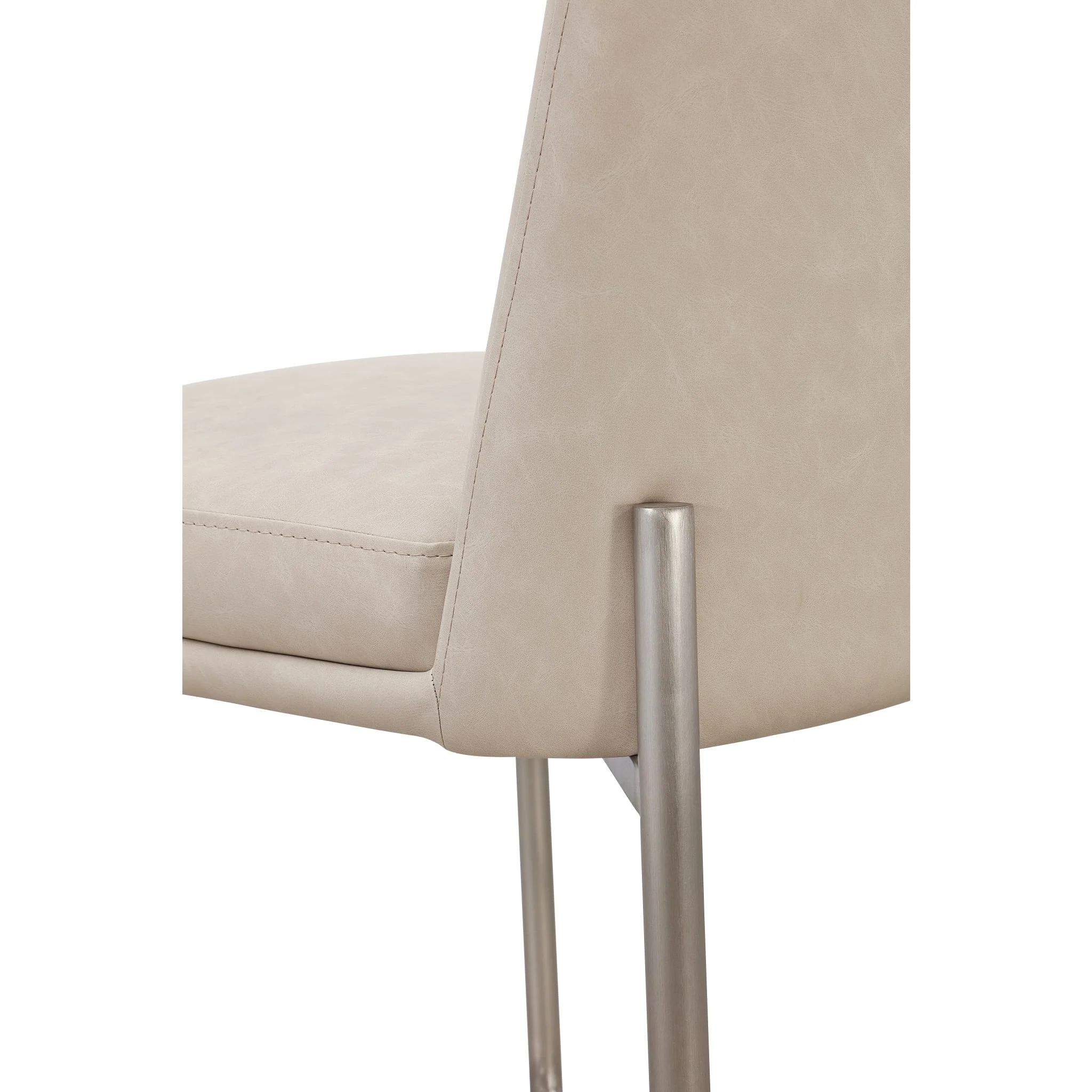 Dion Upholstered Bar Stool in Camel Synthetic Leather and Brushed Nickel Metal - Image 5