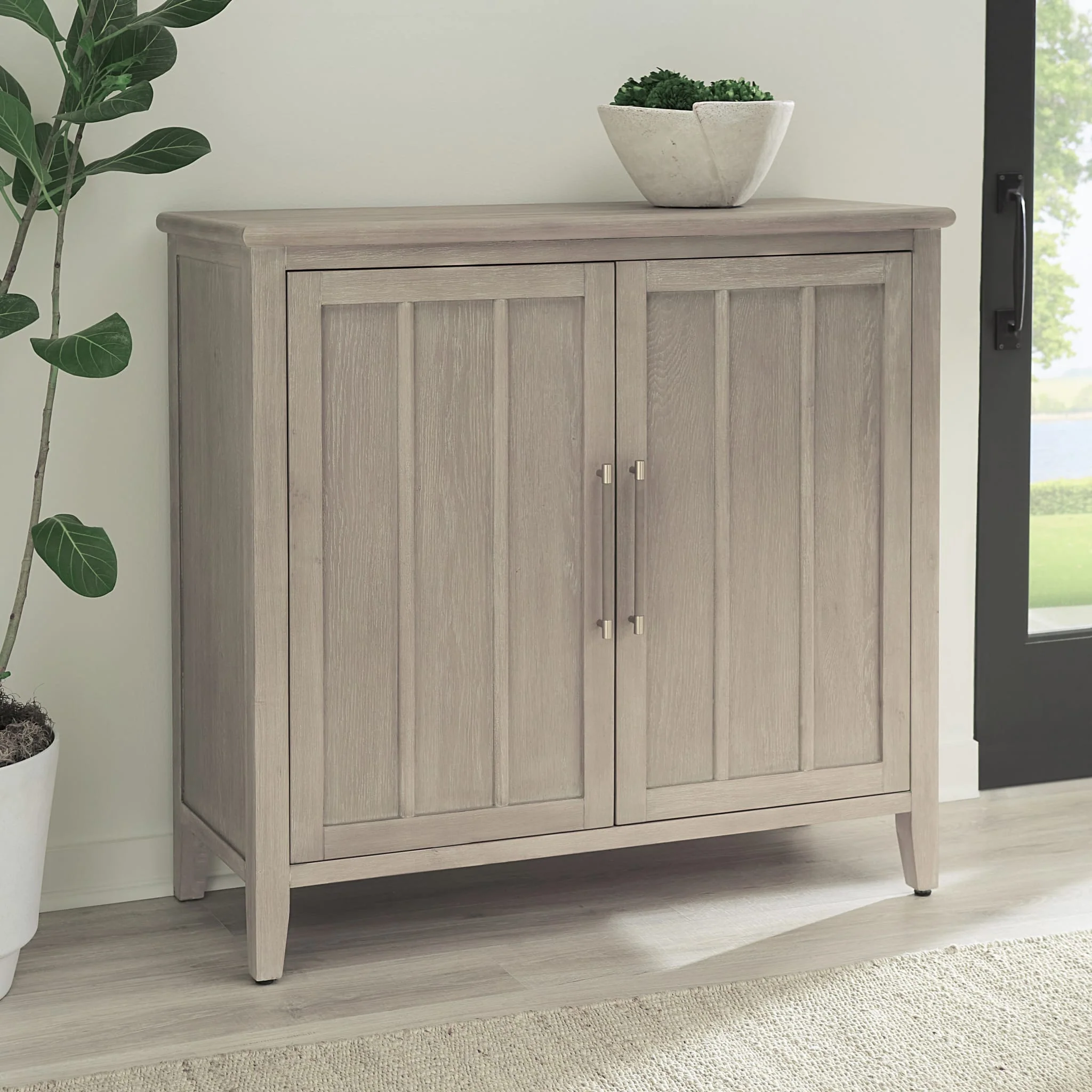 Camden Two Door Two Drawer Bar Cabinet with Stemware Rack and Wine Rack in Chai - Image 2