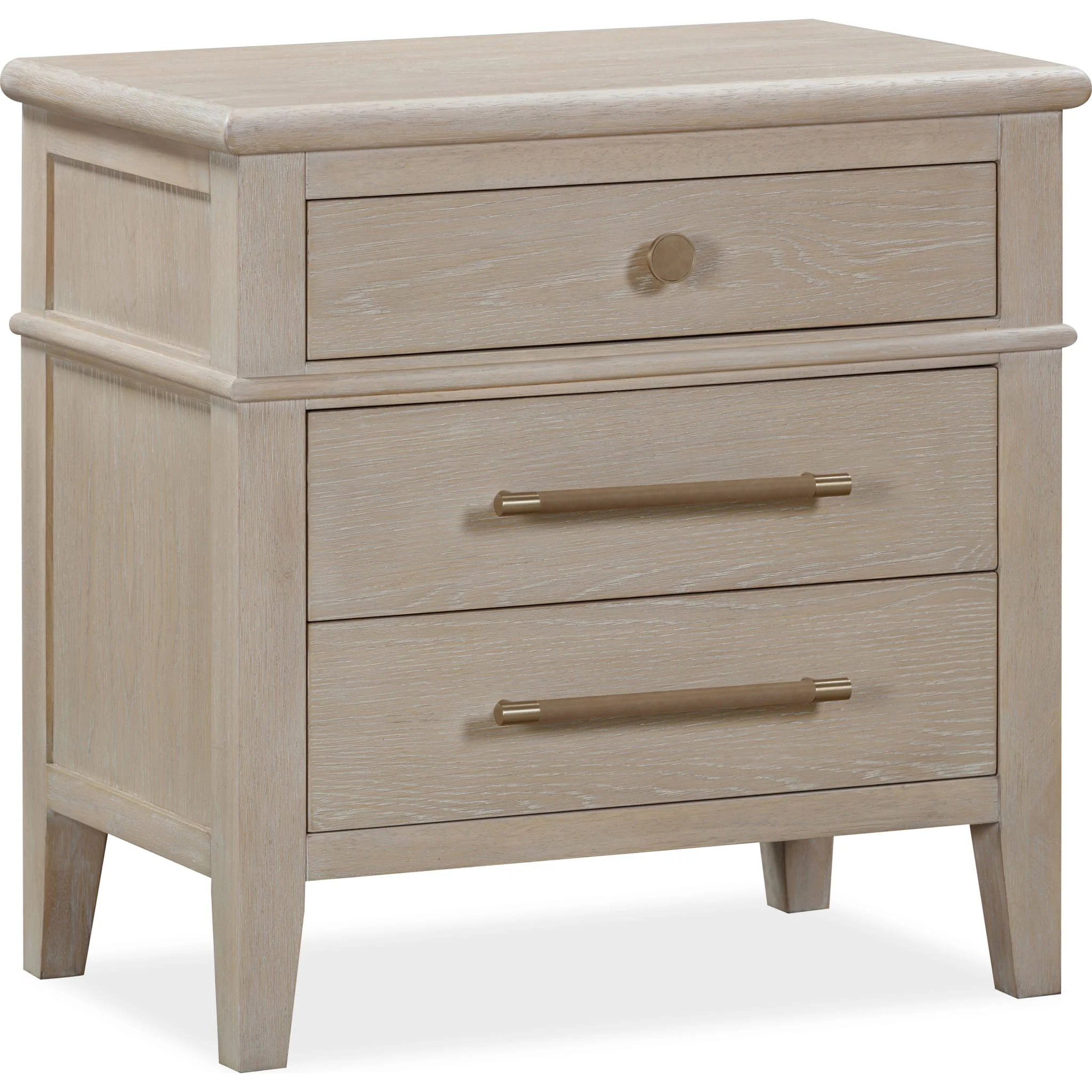 Camden Three Drawer Oak Wood Nightstand in Chai - Image 3