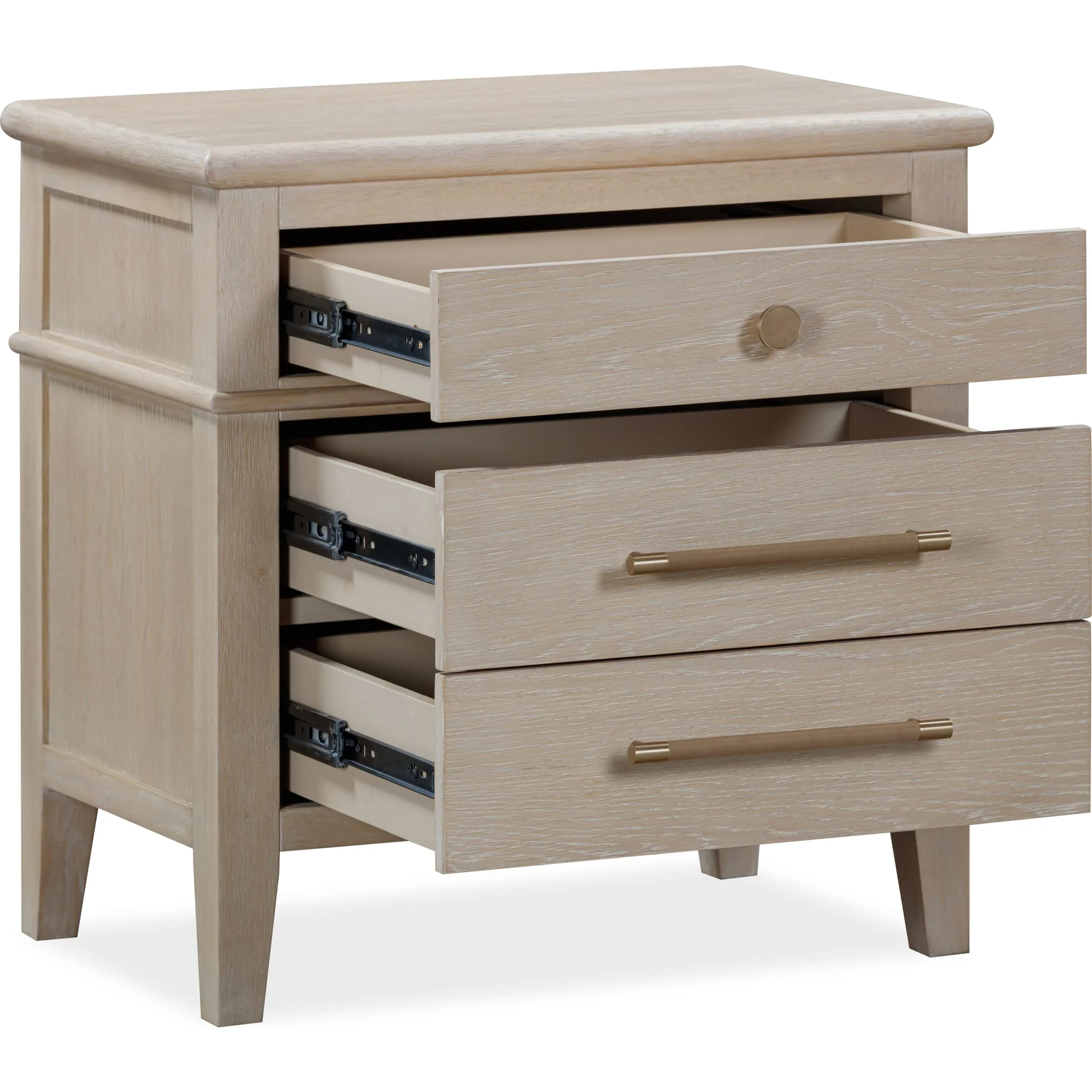 Camden Three Drawer Oak Wood Nightstand in Chai - Image 4