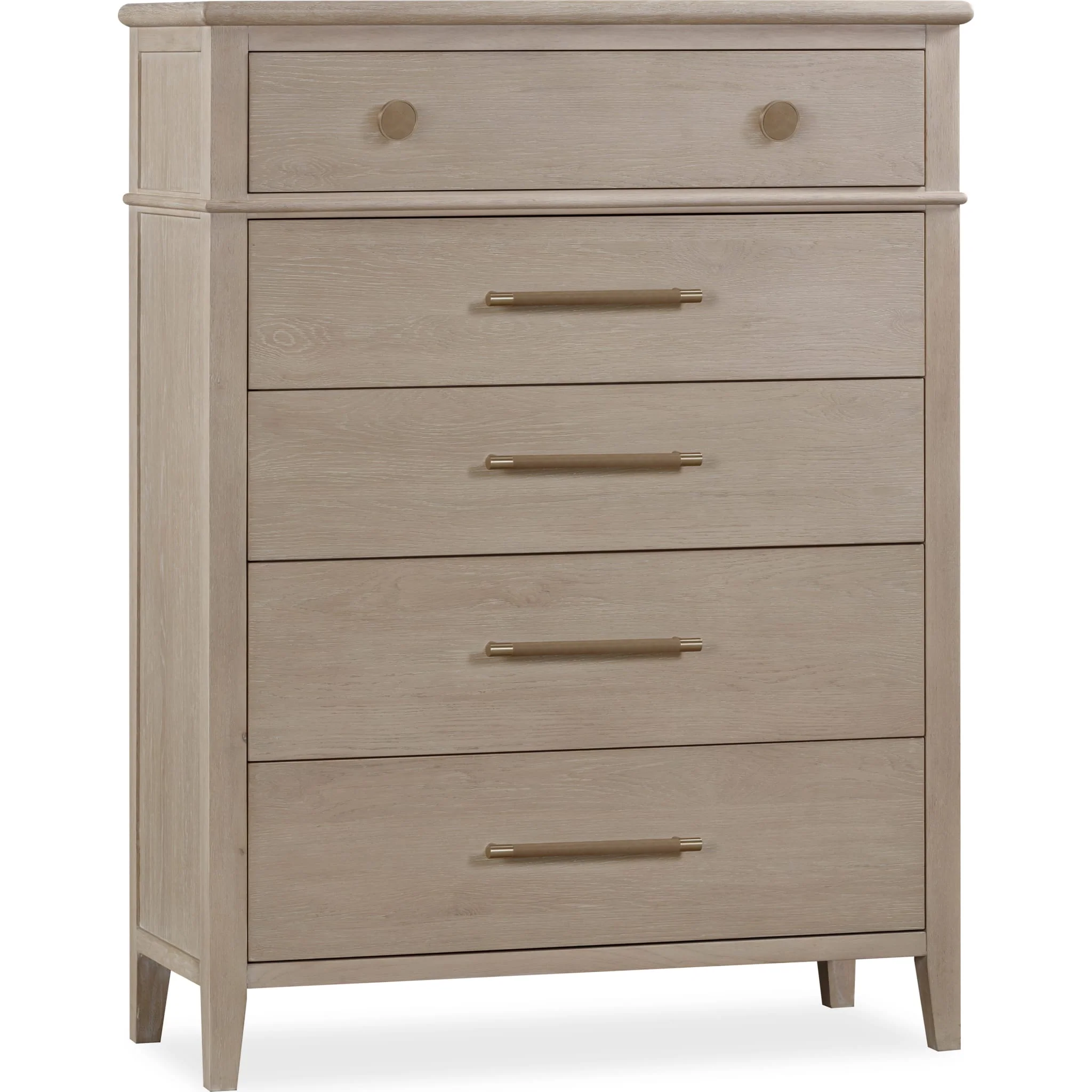 Camden Five Drawer Oak Wood Chest in Chai - Image 2