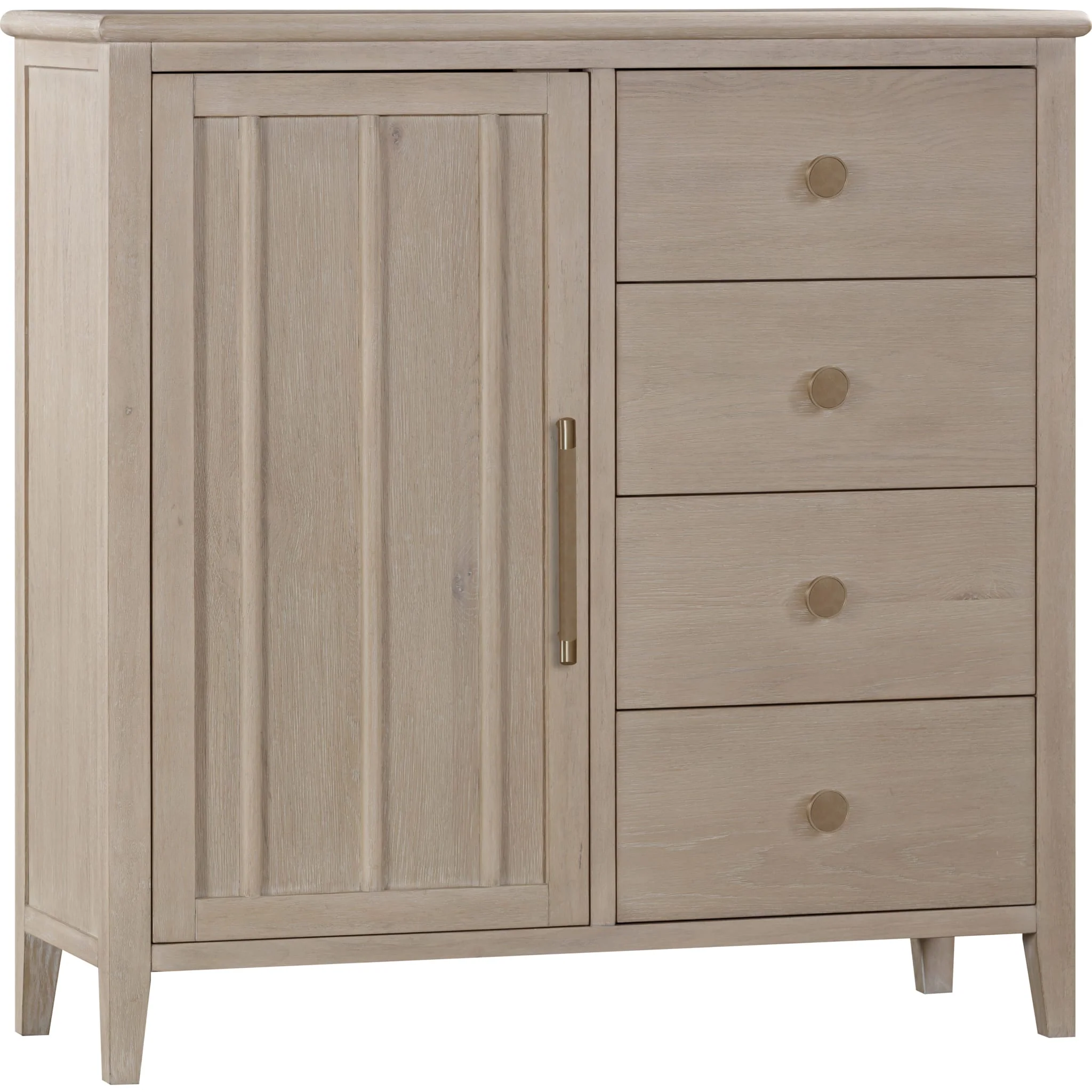 Camden Six Drawer One Door Oak Wood Chest in Chai - Image 4