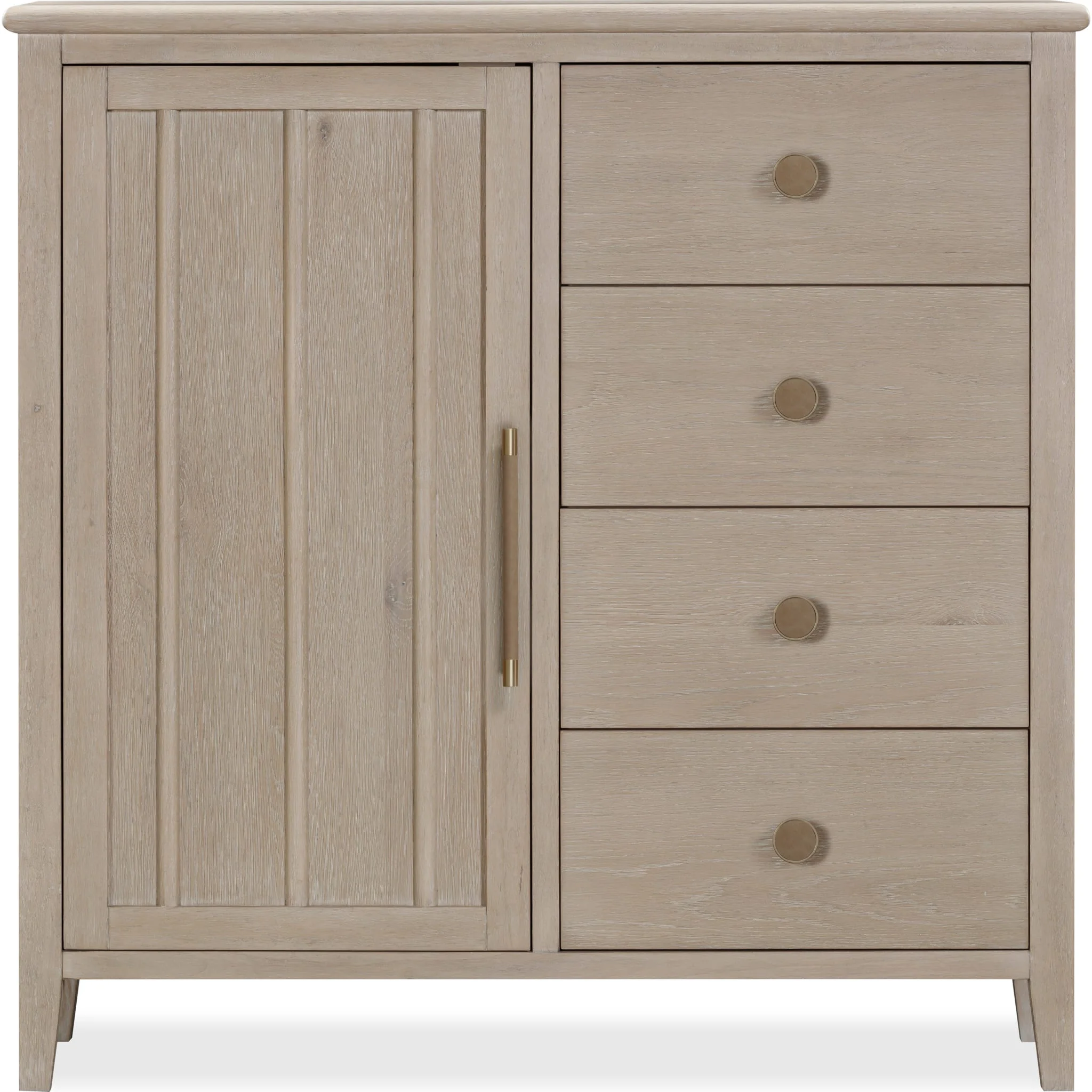 Camden Six Drawer One Door Oak Wood Chest in Chai - Image 5