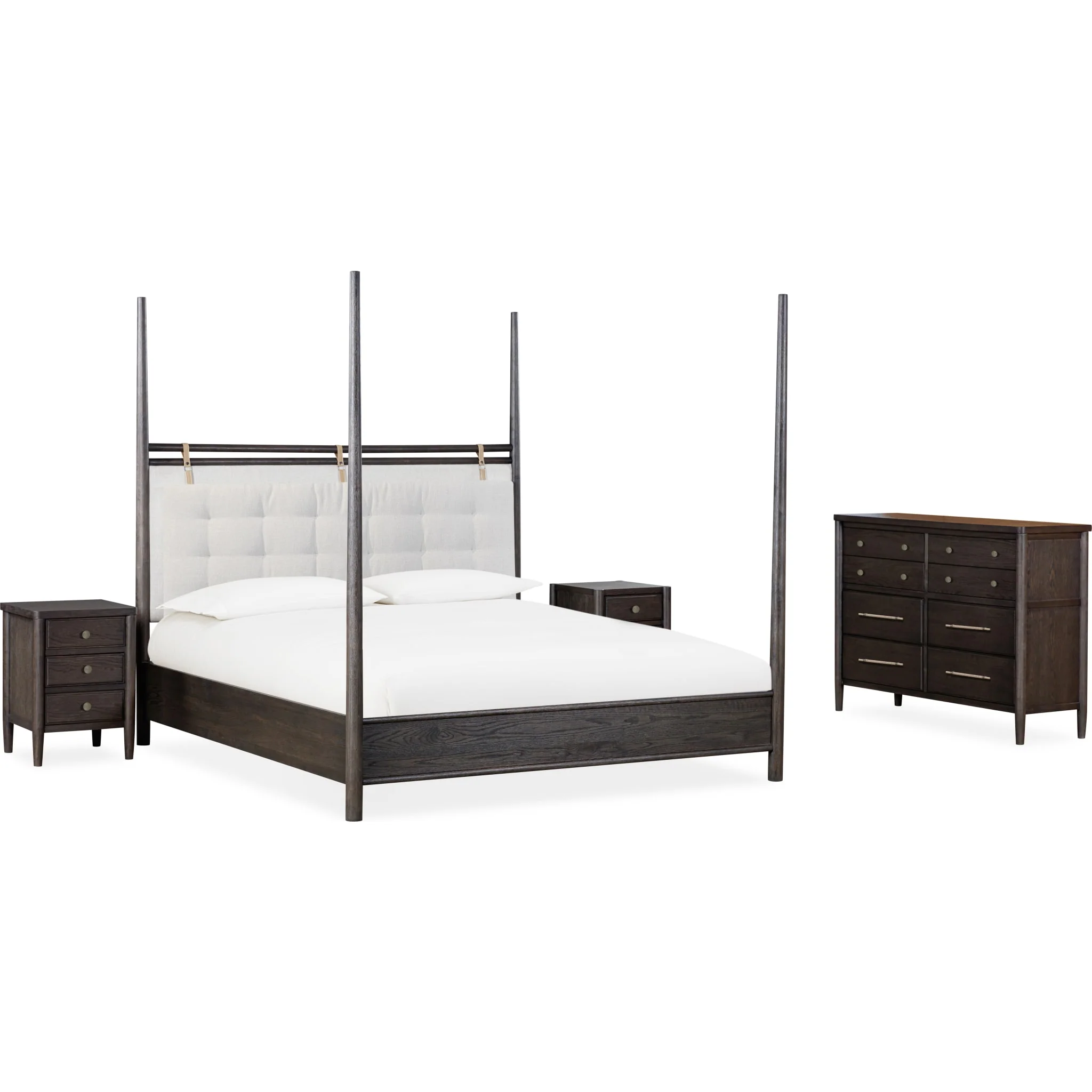 Rockport Upholstered Poster Bed in Yin and Turtle Dove Linen - Image 7
