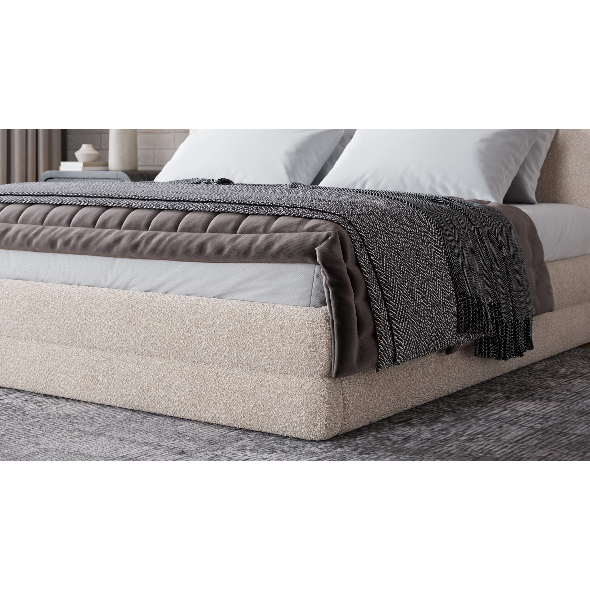 Maya Upholstered Platform Bed in Brun Boucle (2026) - Image 4