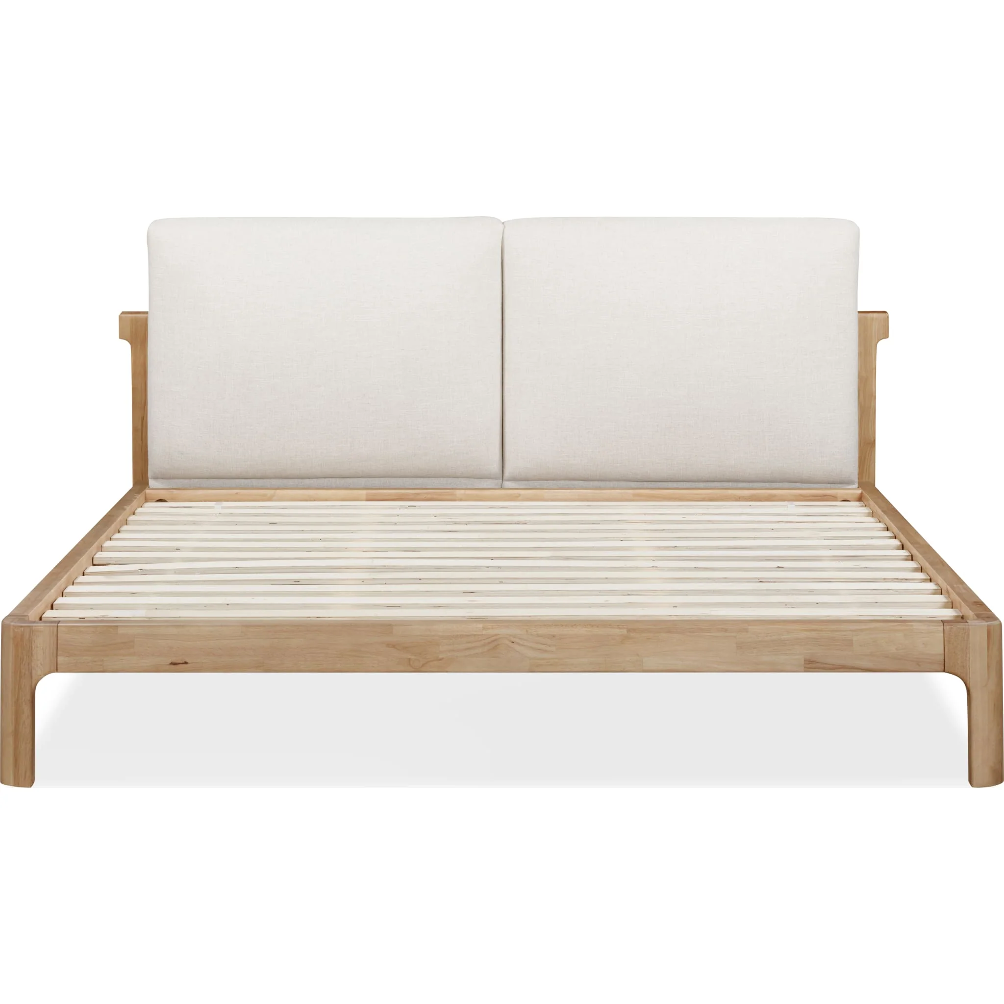 Furano Upholstered Two Cushion Platform Bed in Ginger and Natural Linen - Image 7