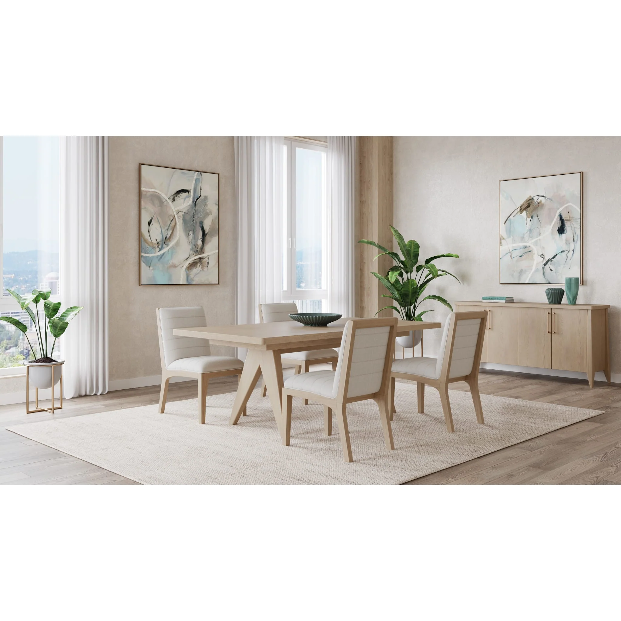 Sumire Solid Wood Dining Chair in Ginger and Natural Linen - Image 5
