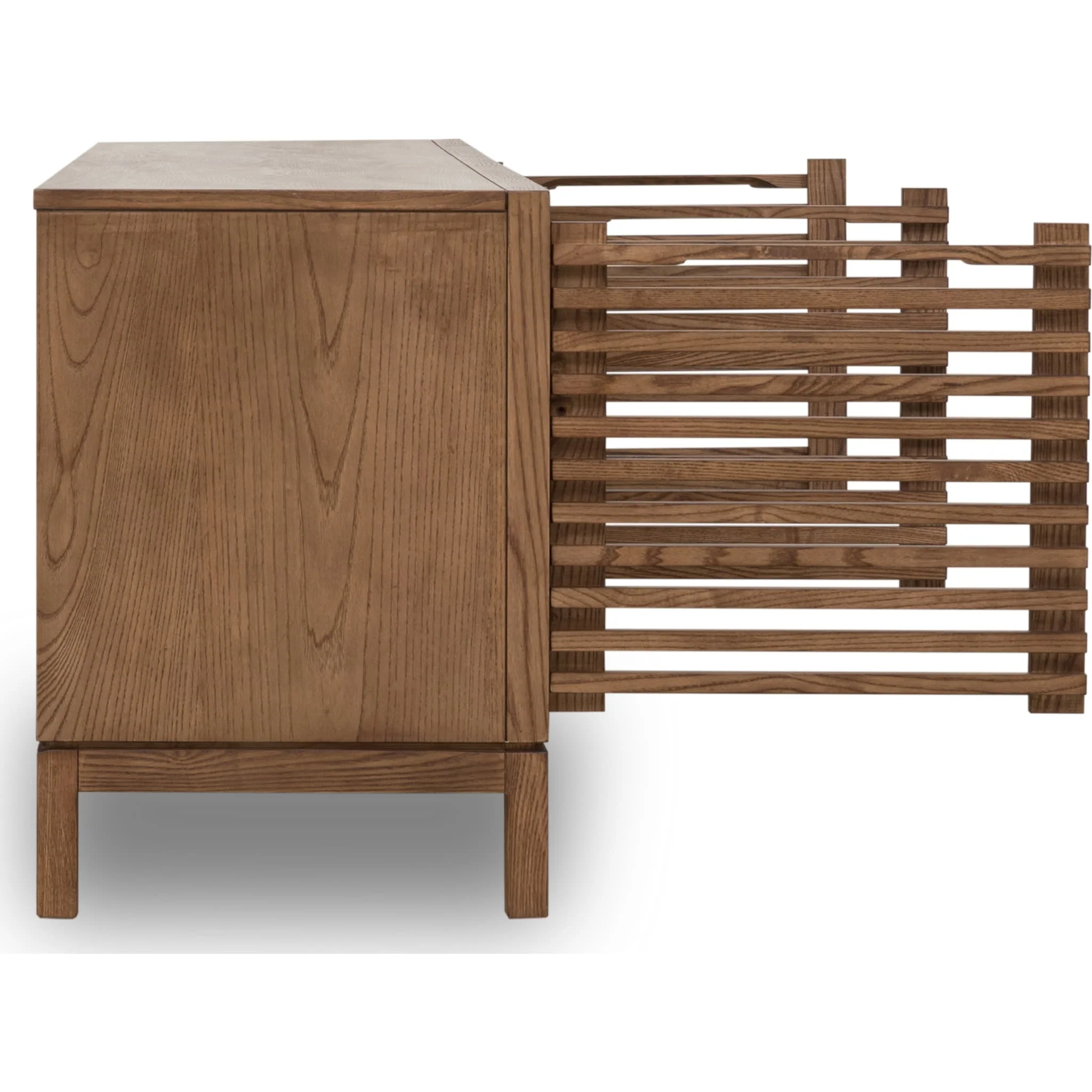Tanner Four Door Solid Ash Media Console in Roux - Image 5